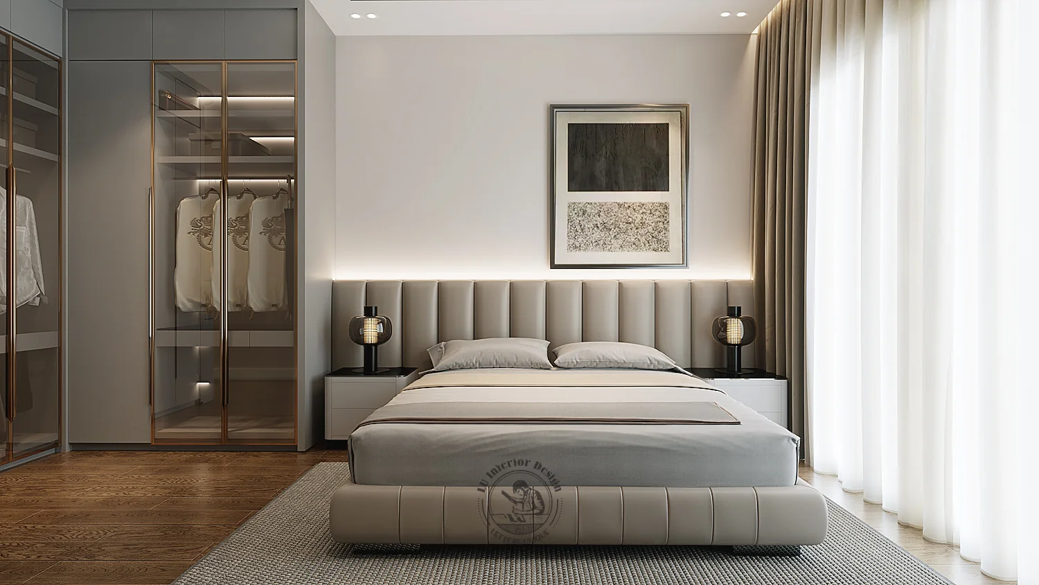 Phòng ngủ 2 nhìn toàn cảnh – thiết kế nội thất biệt thự Quận 7 – LU Design