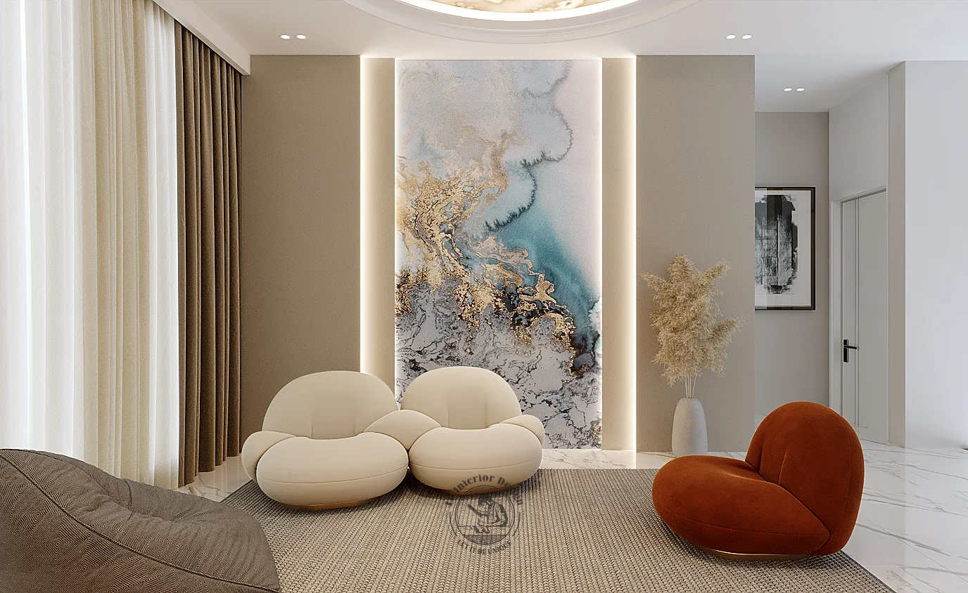 Tranh nghệ thuật trong phòng sinh hoạt – thiết kế nội thất biệt thự Quận 7 – LU Design