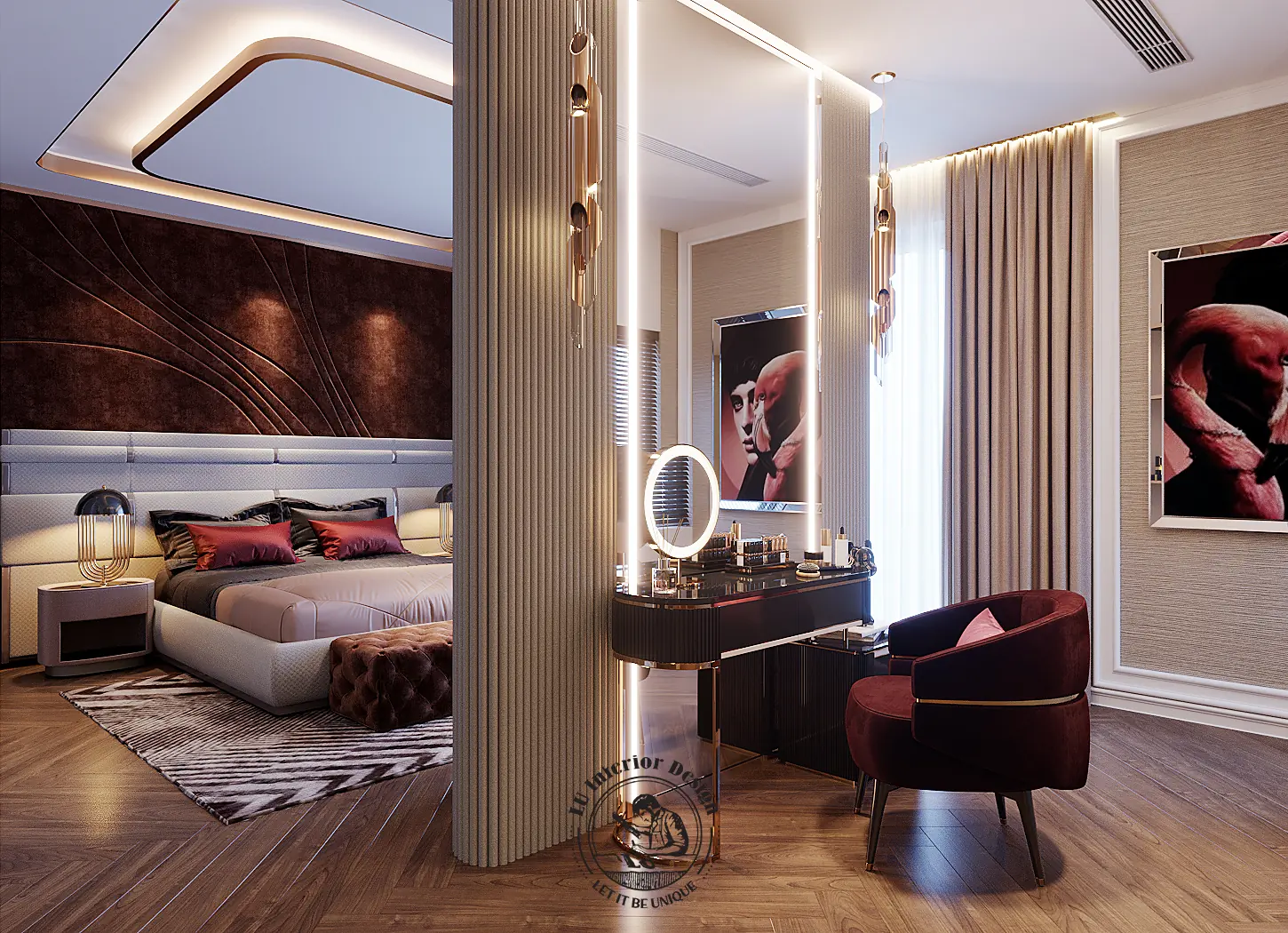 Bàn trang điểm phòng con gái – thiết kế nội thất biệt thự Sala – LU Design