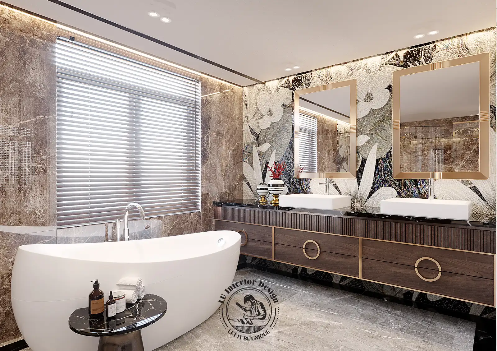 Lavabo đôi phòng tắm master – thiết kế nội thất biệt thự Sala – LU Design