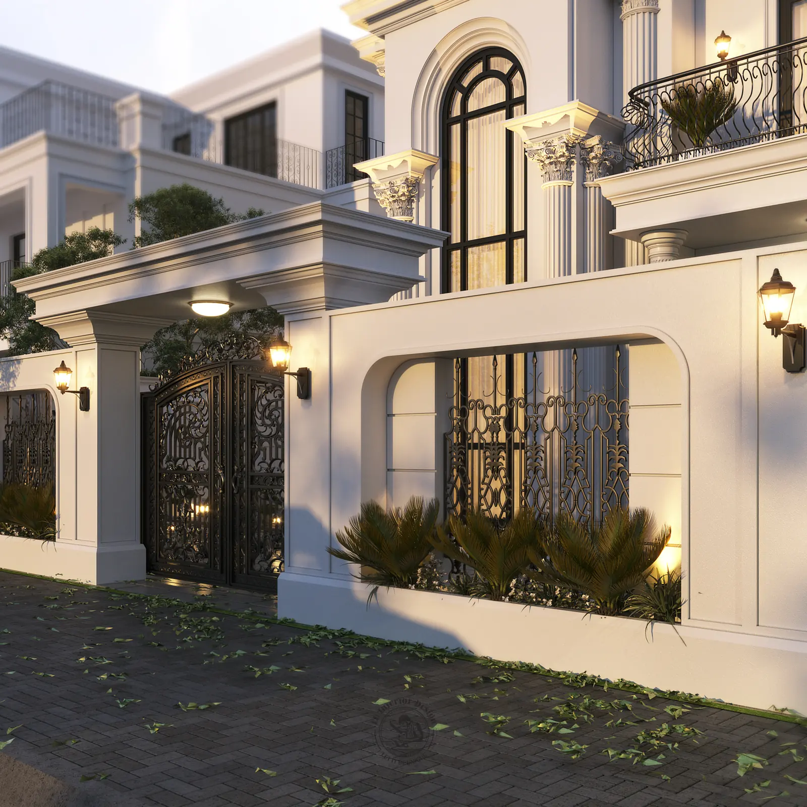 Cổng sắt nghệ thuật và cửa vòm – thiết kế nội thất biệt thự Tân Phú – LU Design