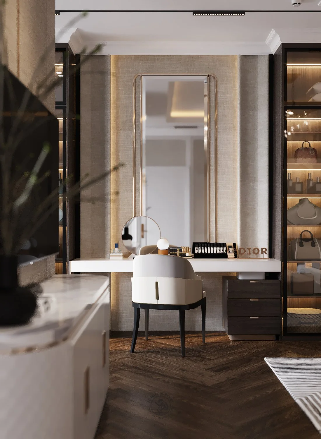 Bàn trang điểm phòng master – thiết kế nội thất biệt thự Tân Phú – LU Design