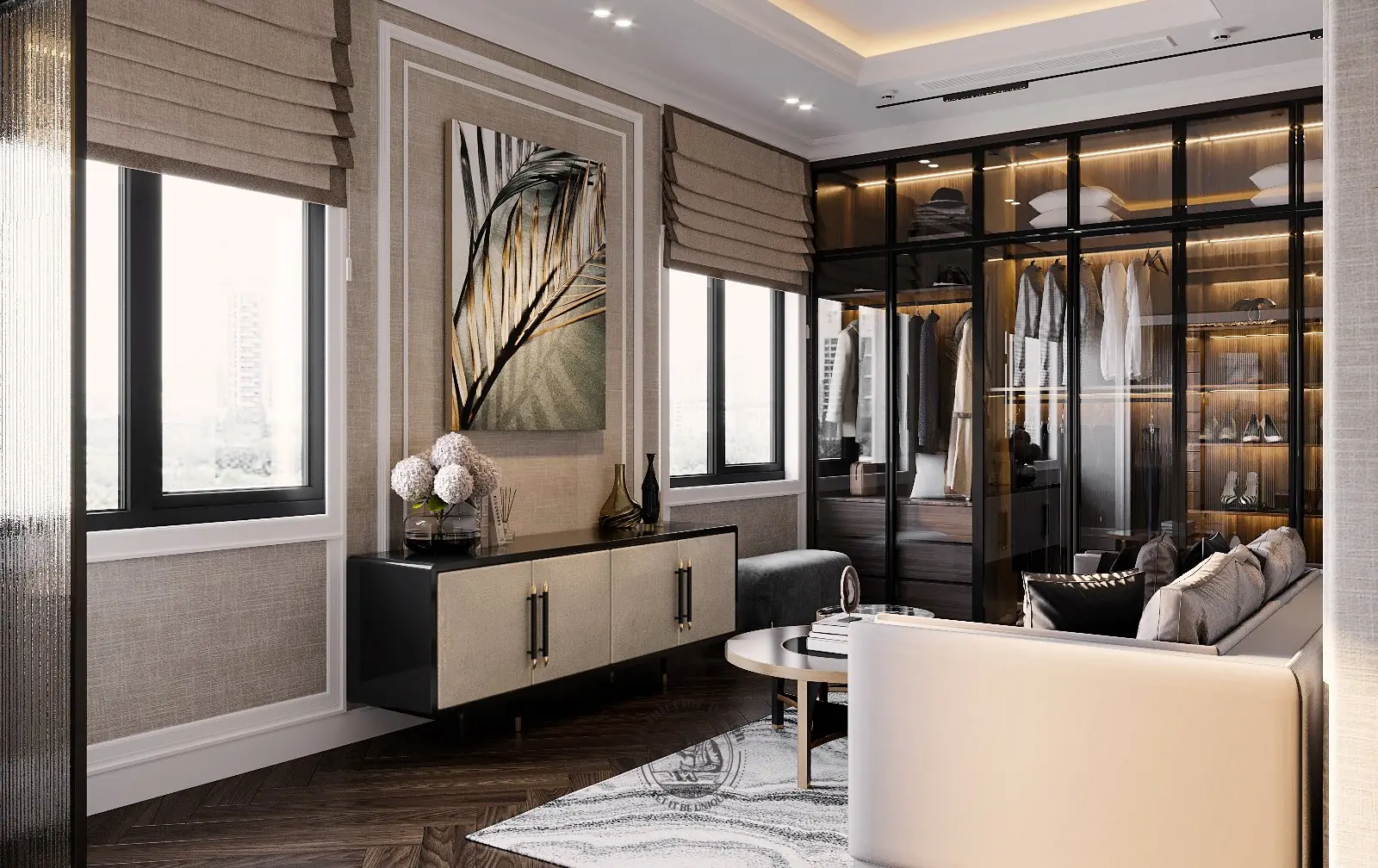 Góc sofa trong phòng master – thiết kế nội thất biệt thự Tân Phú – LU Design