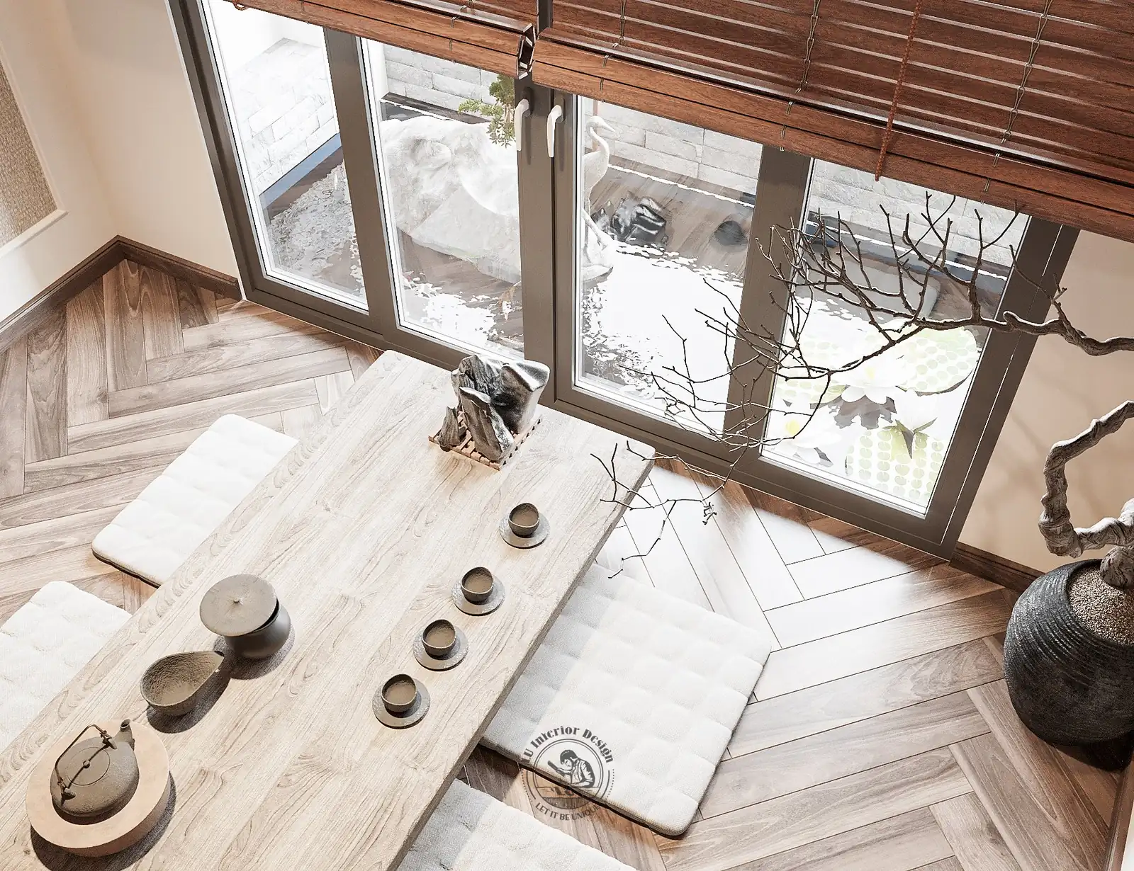 Chi tiết bàn trà trong phòng trà – thiết kế nội thất biệt thự Tân Phú – LU Design