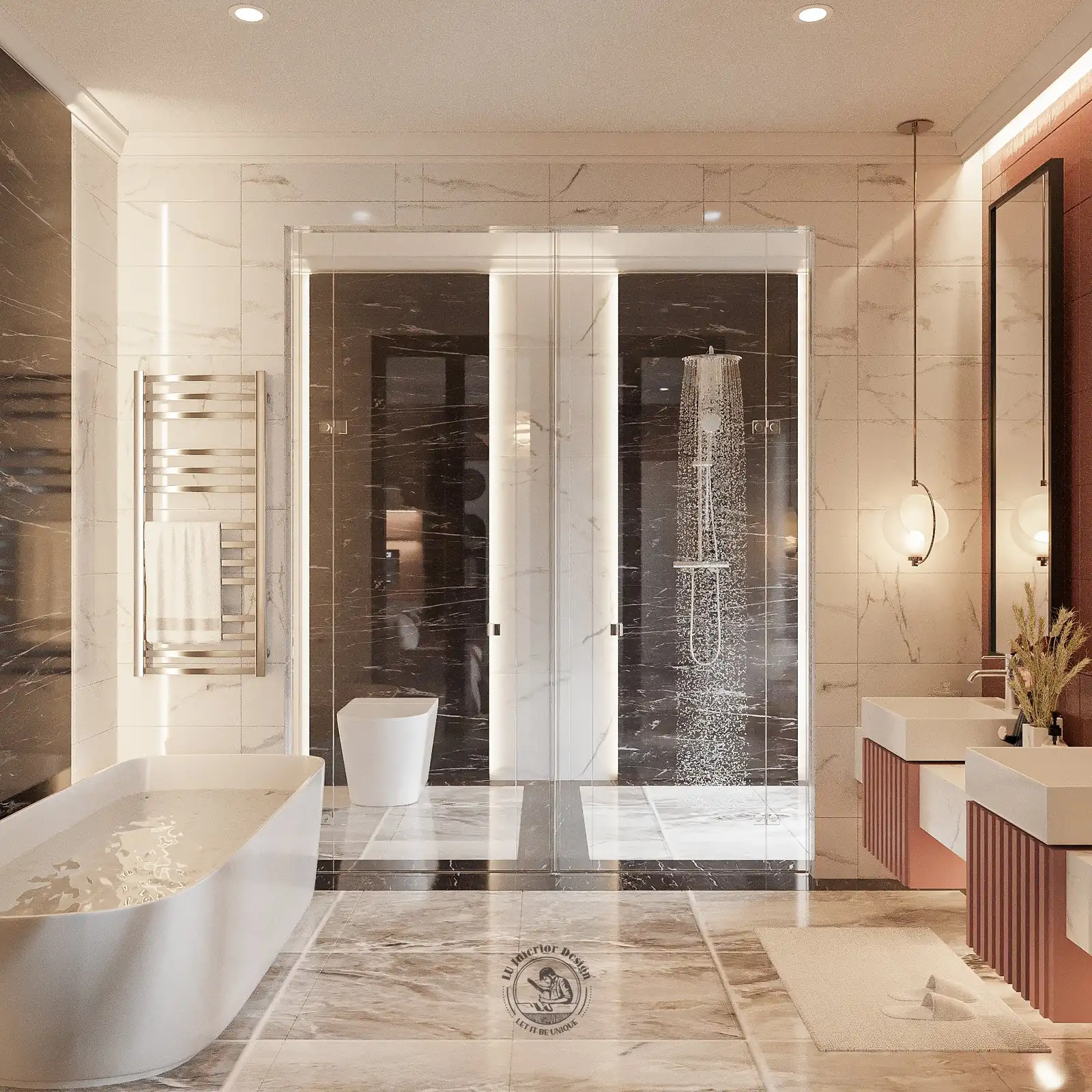 Bồn tắm trong phòng tắm con gái – thiết kế nội thất biệt thự Tân Phú – LU Design