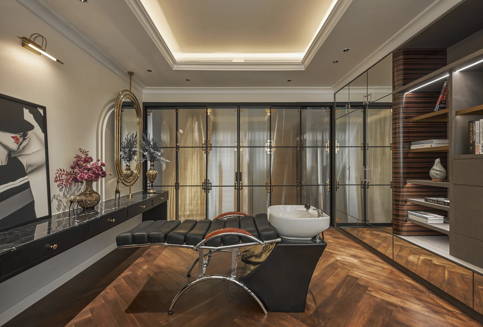 Giường gội đầu trong phòng spa – hình ảnh thực tế công trình biệt thự Thạnh Mỹ Lợi 560m² – LU Design
