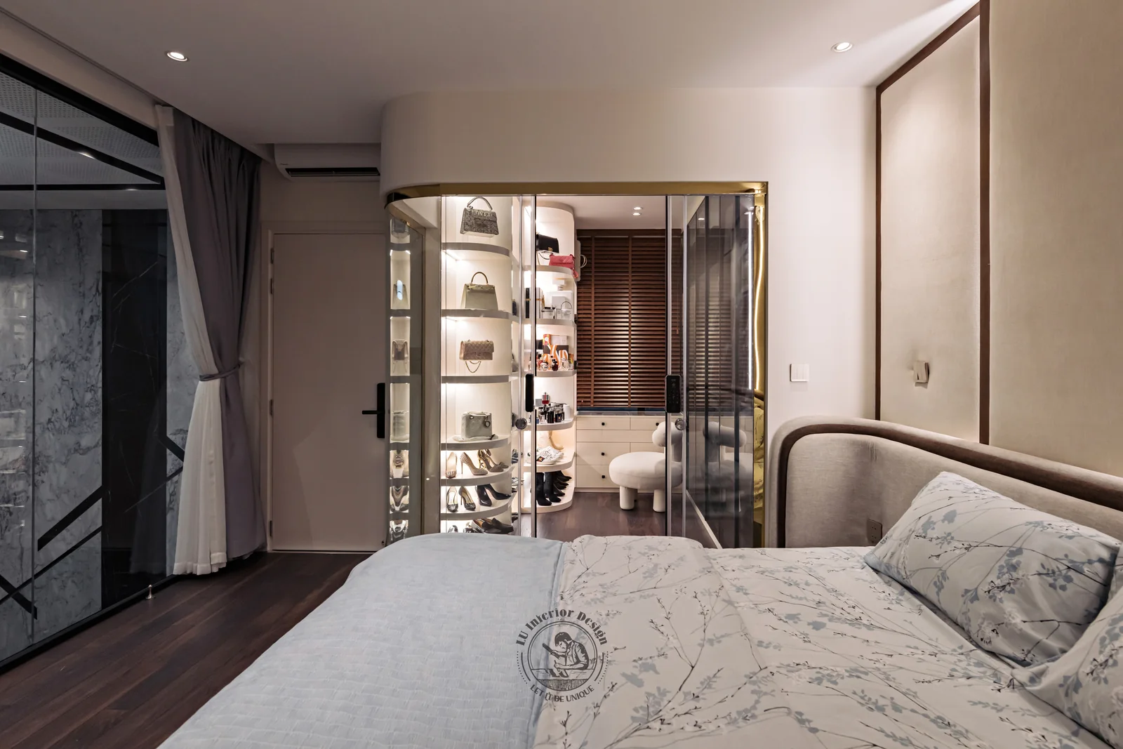 Phòng master nhìn từ cửa vào – hình ảnh thực tế công trình căn hộ Duplex The View 148m² – LU Design