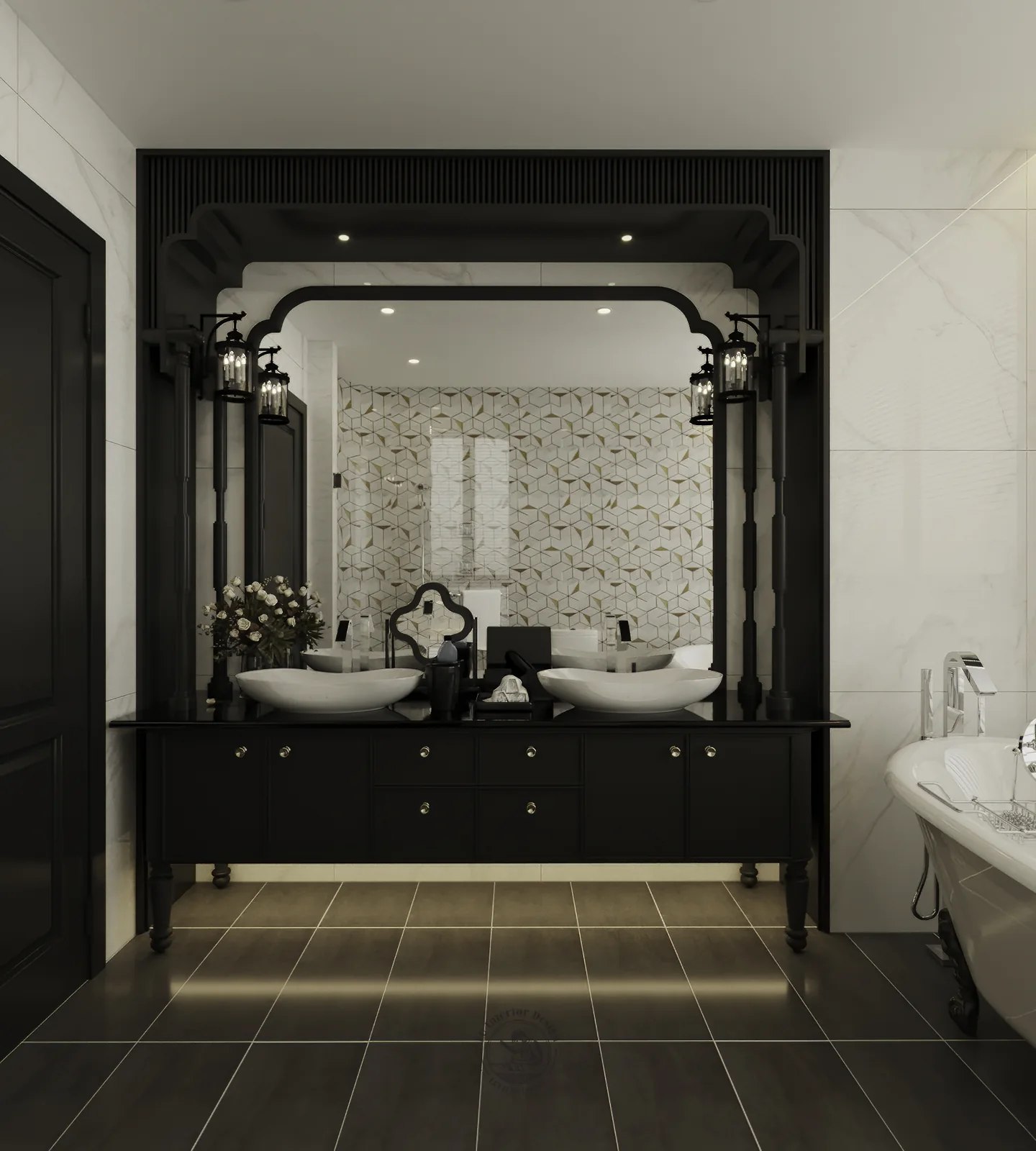 Phòng tắm master – phối cảnh 3D căn hộ Feliz En Vista – LU Design