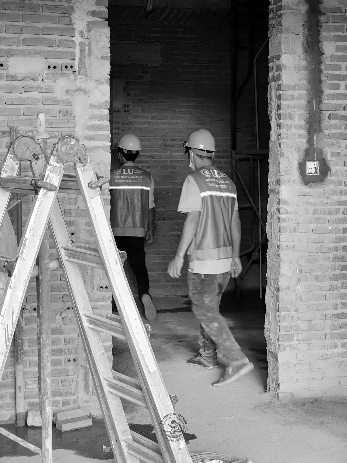 Thợ xây tường gạch – thi công nhà phố Thiên Kim – LU Design