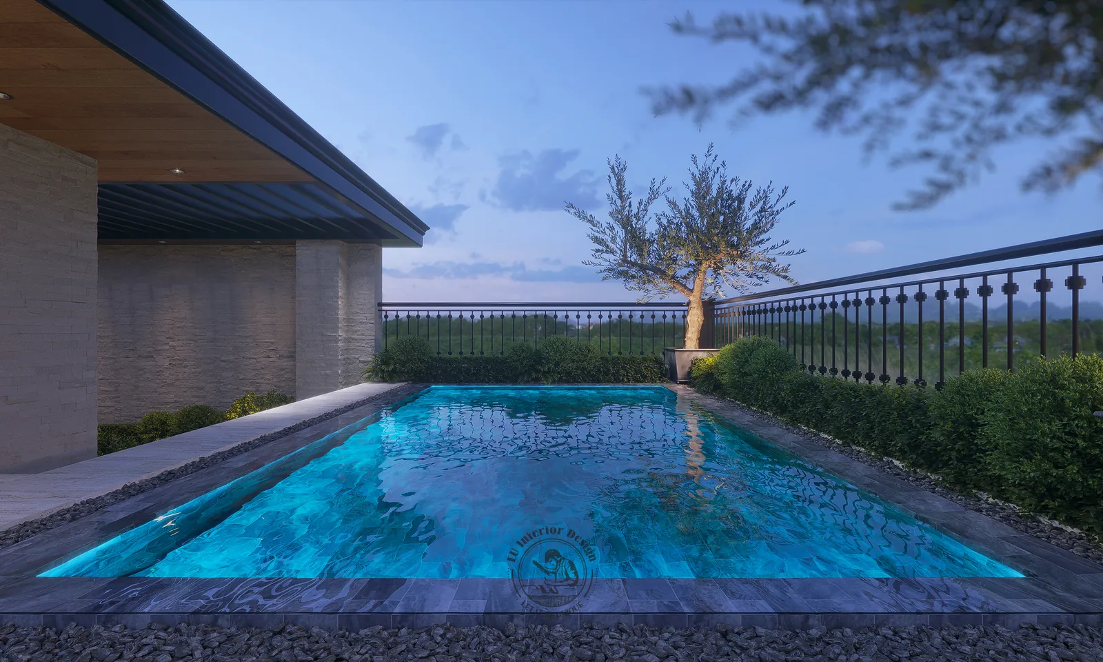 Hồ bơi tràn trên sân thượng nhà phố – thiết kế nội thất nhà phố Thiên Kim – LU Design