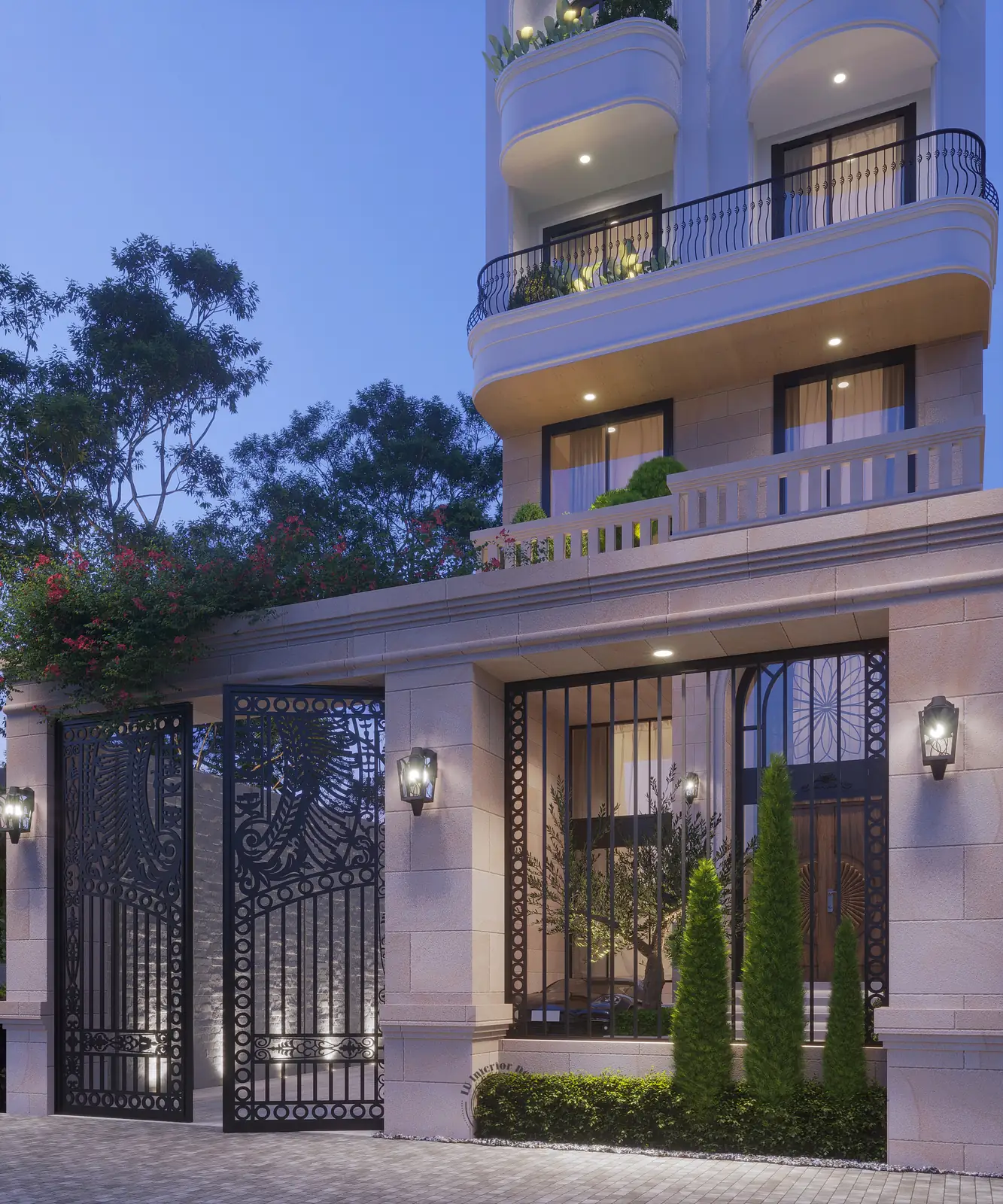 Cổng sắt nghệ thuật – thiết kế nội thất nhà phố Thiên Kim – LU Design