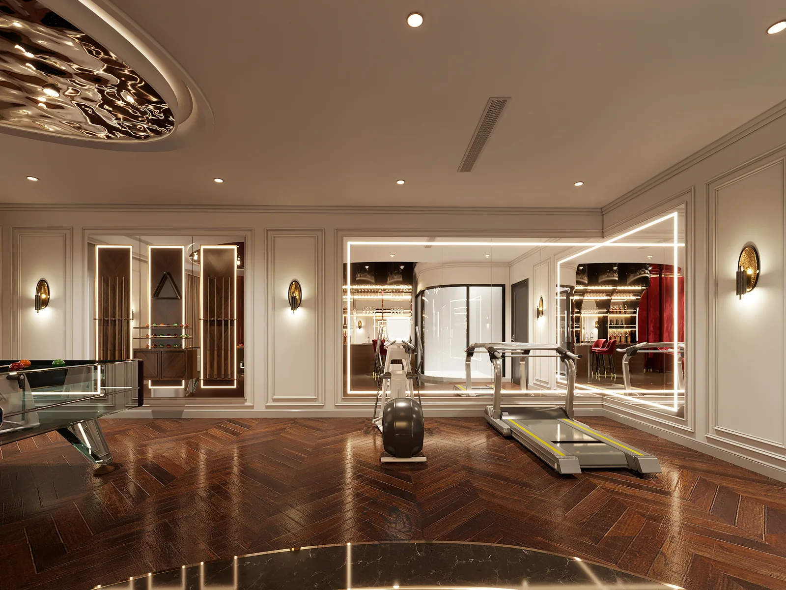 Phòng giải trí với bàn bida – thiết kế nội thất nhà phố Thiên Kim – LU Design
