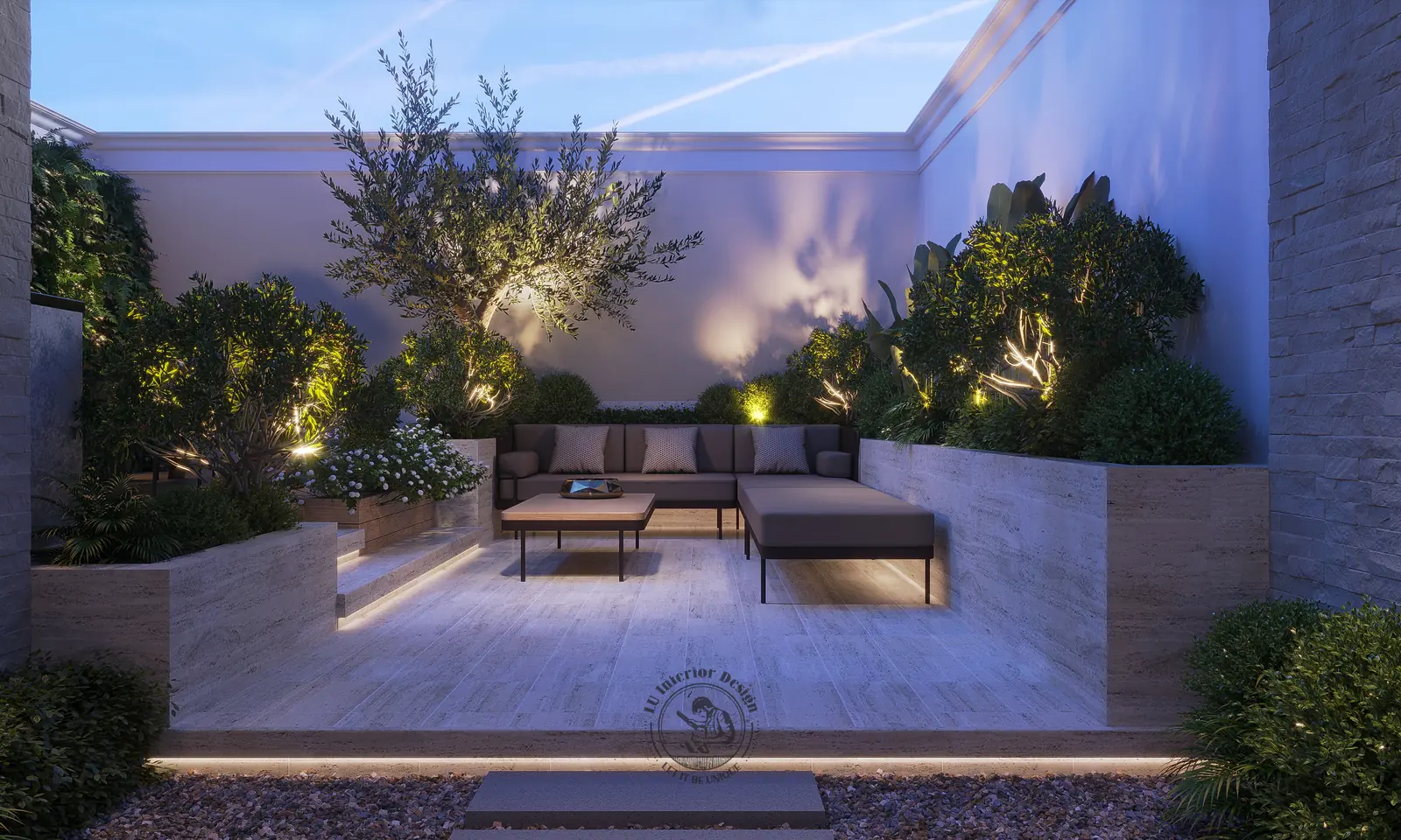 Vườn cây ô liu sân thượng – thiết kế nội thất nhà phố Thiên Kim – LU Design