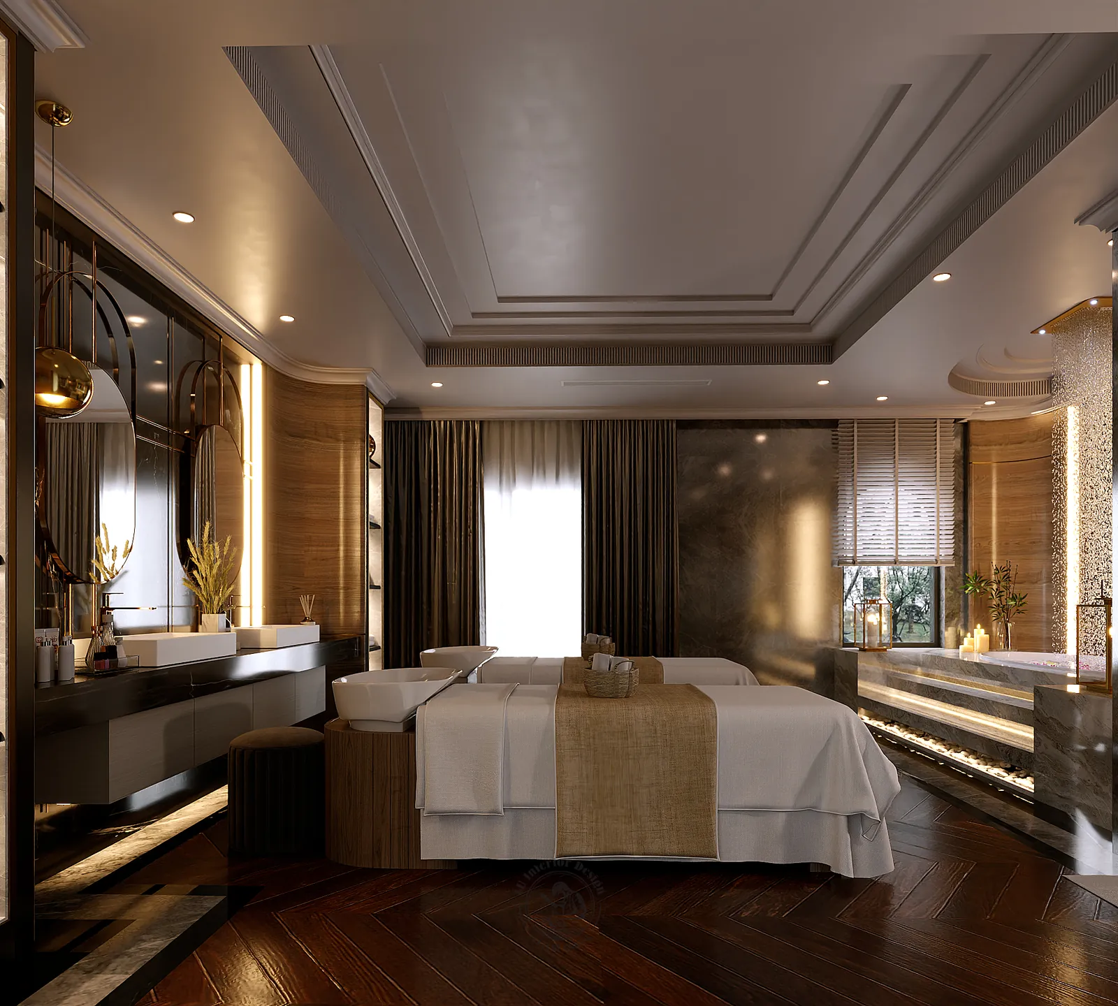 Giường massage trong spa – thiết kế nội thất nhà phố Thiên Kim – LU Design