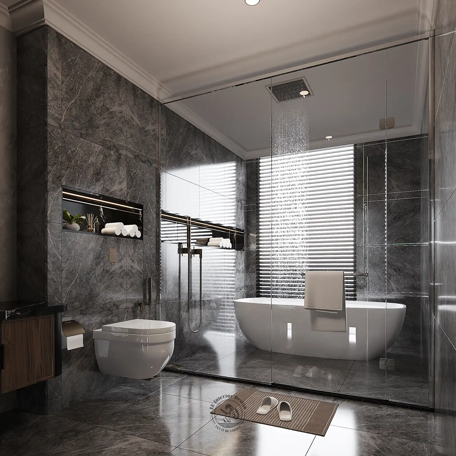 Bồn tắm rời cạnh cửa sổ – thiết kế nội thất nhà phố Thiên Kim – LU Design