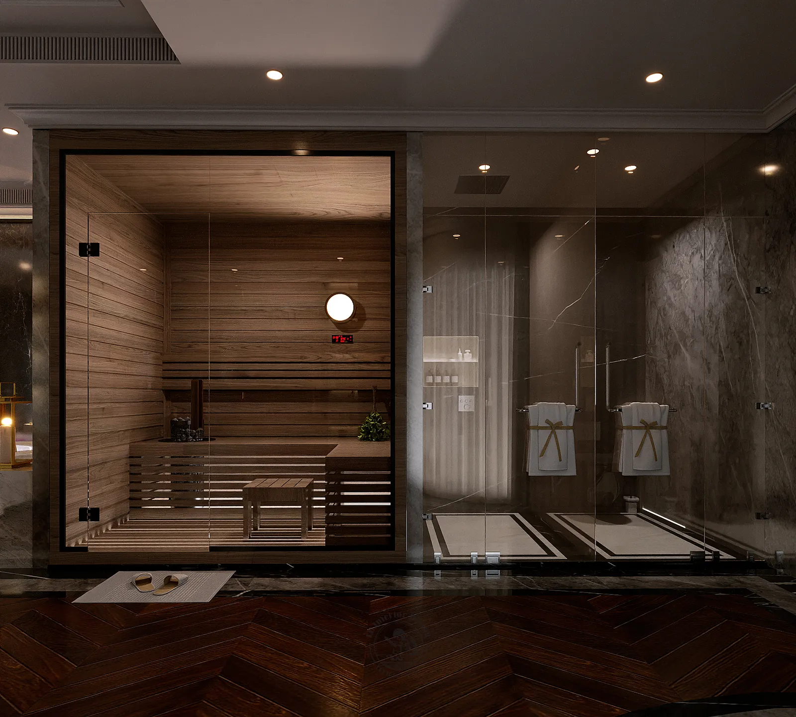 Phòng sauna gỗ – thiết kế nội thất nhà phố Thiên Kim – LU Design