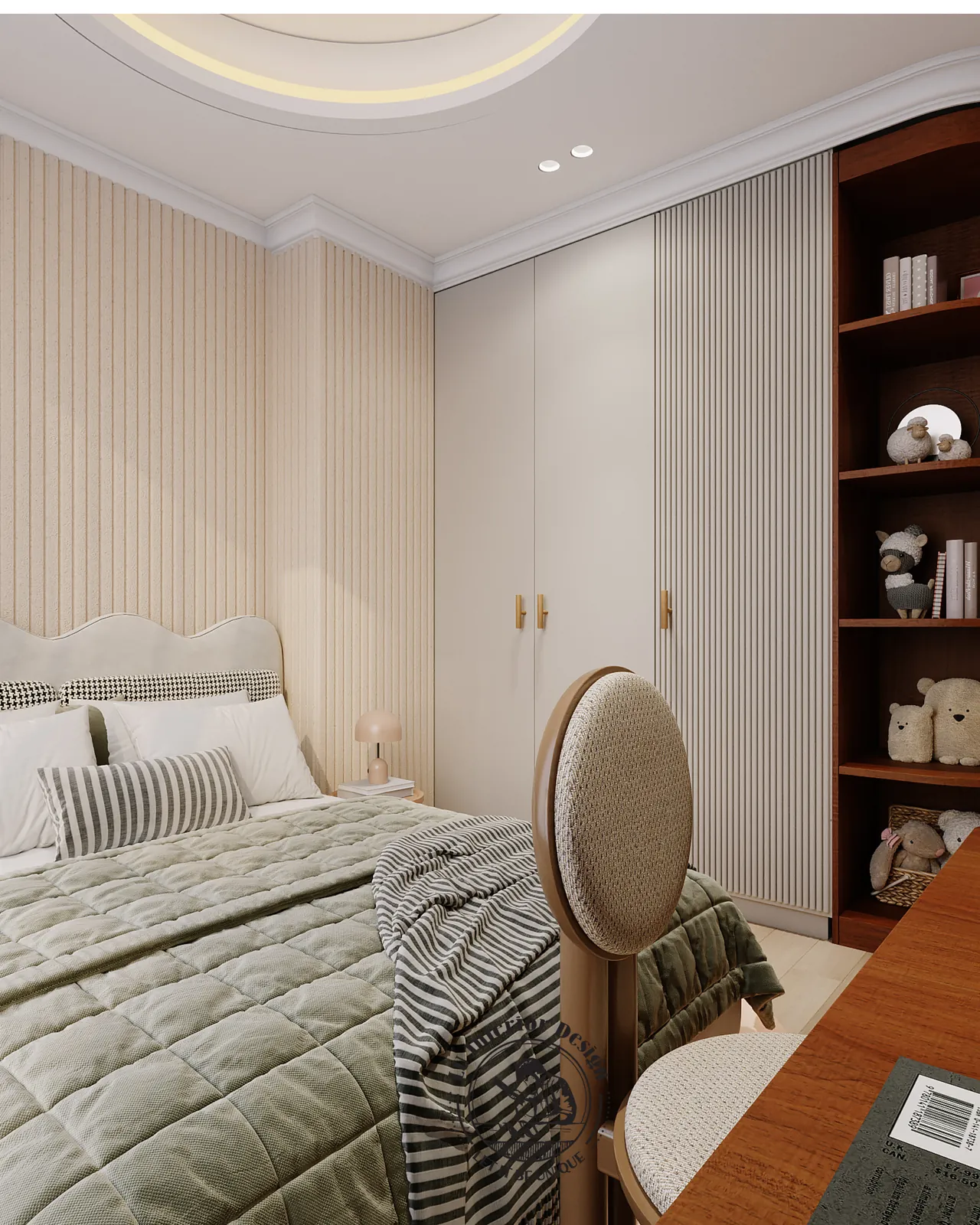 Tủ áo cánh nan và giường bé – thiết kế nội thất Penthouse Triplex Riverpark Phú Mỹ Hưng – LU Design