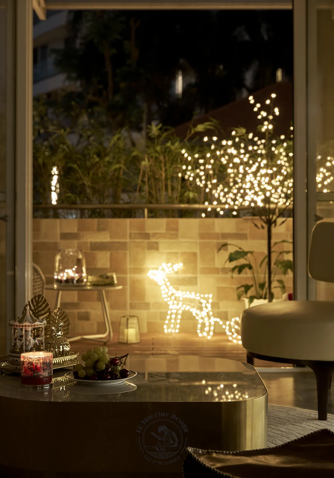 Đèn trang trí và cây xanh sân vườn – hình ảnh thực tế công trình căn hộ sân vườn Riverpark Residence 123m² – LU Design