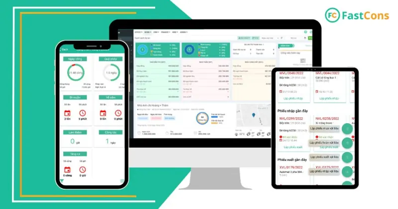 Phần mềm quản lý dự án FastCons trên máy tính, máy tính bảng và điện thoại