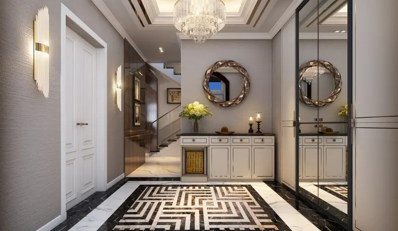 Phối cảnh 3D sảnh biệt thự tân cổ điển — LU Design