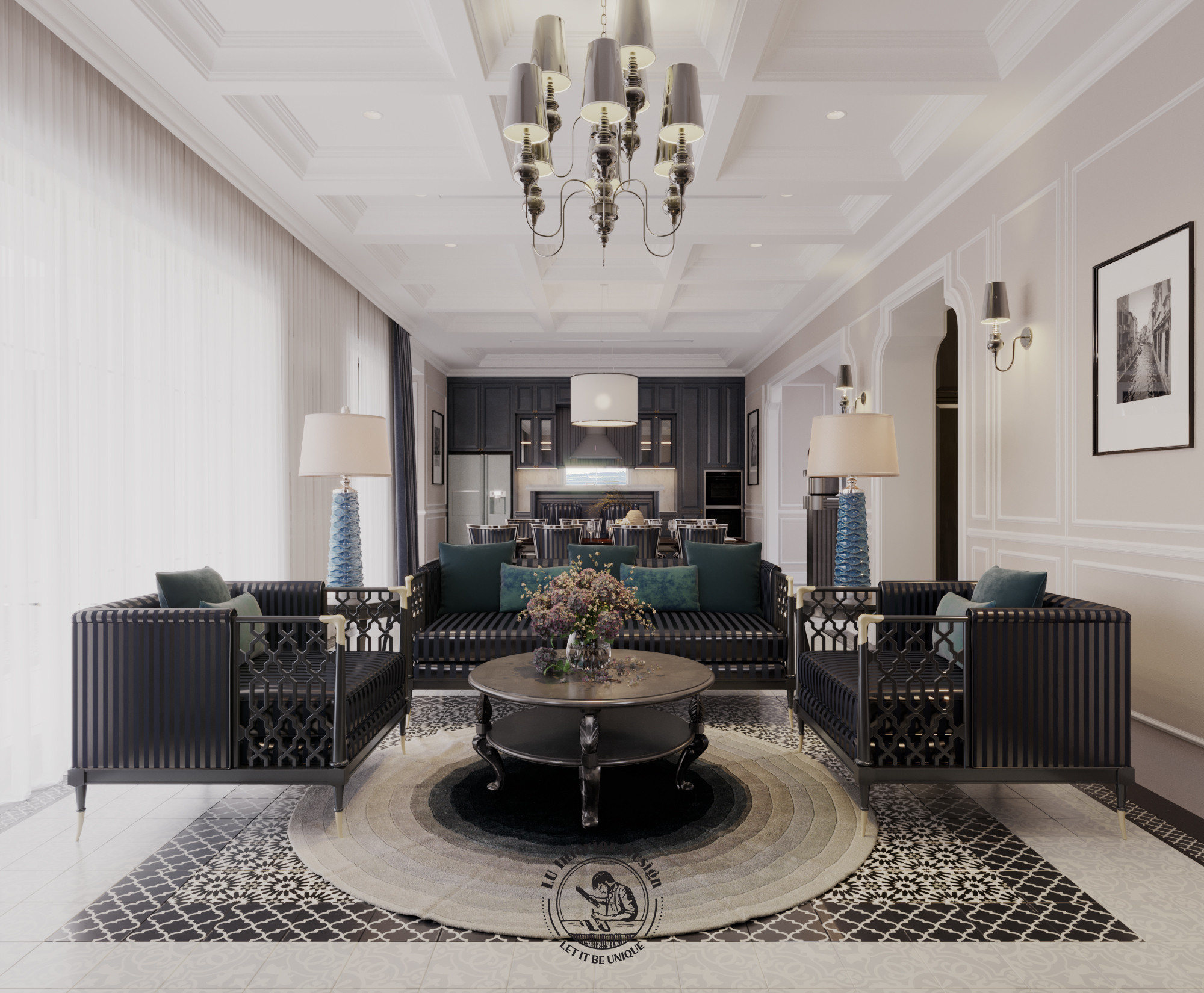 Phòng khách phong cách Indochine mang nét đẹp tinh tế | Dự án Swan Bay Villa