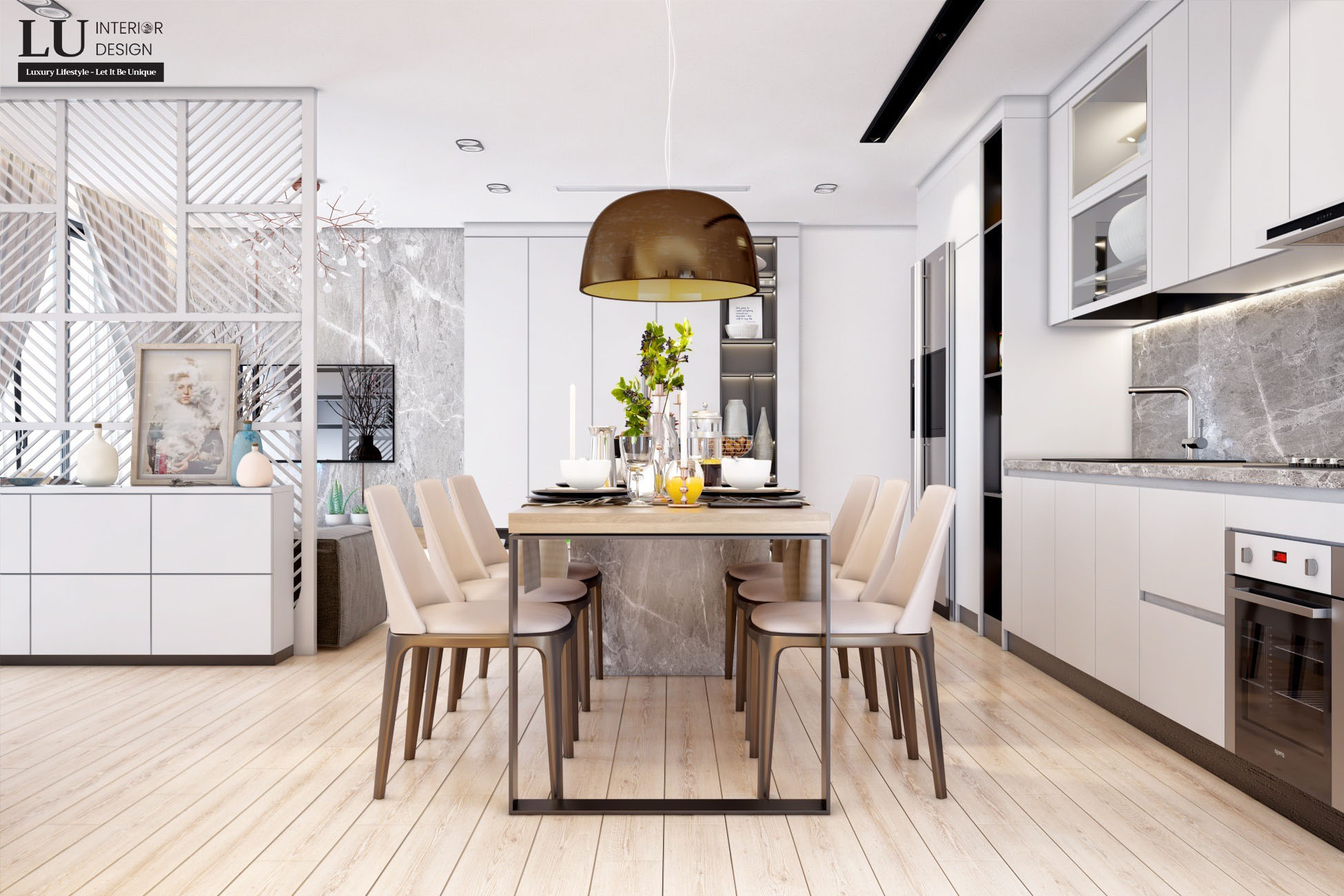 Khu vực bếp thường sử dụng ánh sáng trực tiếp | Dự án Happy Residence - LU Design