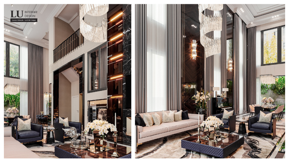 Không gian mở giữa phòng khách và phòng ăn rộng, thoải mái, thoáng đãng | Dự án Tân Phú Villa