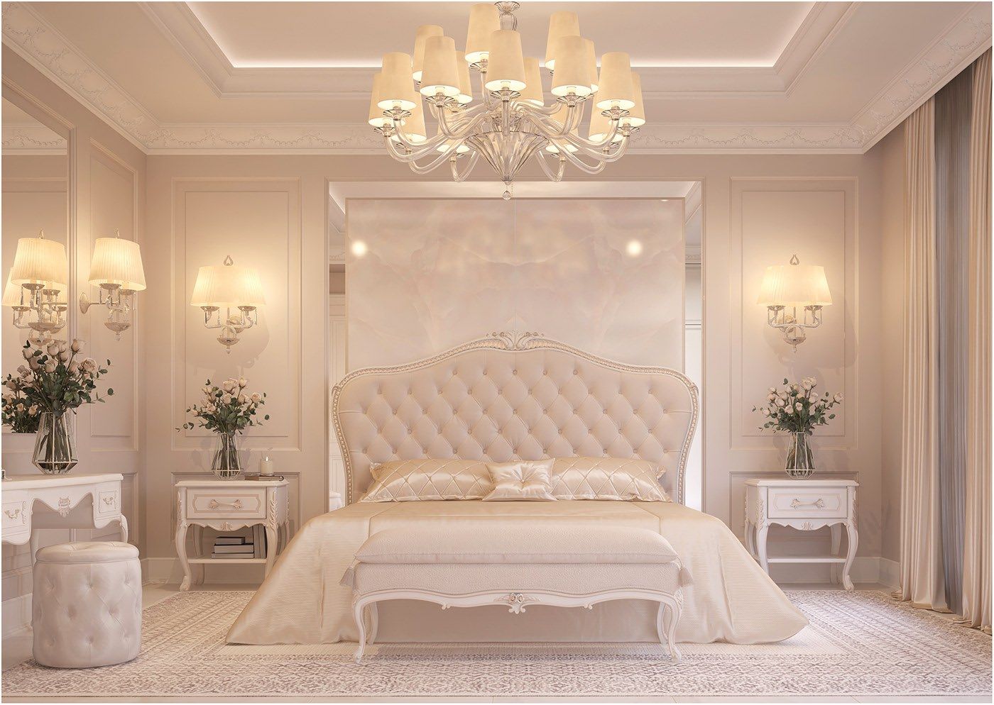 Sử dụng gam màu beige làm chủ đạo tạo sự trang nhã cho không gian phòng ngủ