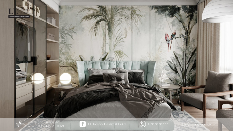 Phòng ngủ với phong cách thiết kế nhiệt đới | Hình ảnh: Dự án Penthouse Vũng Tàu - LU Design