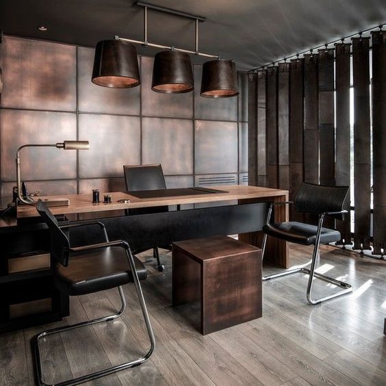 Bức tường thô, ốp gỗ tự nhiên, bức tường bê tông mài,... đặc điểm nhận dạng phong cách thiết kế nội thất văn phòng làm việc | Nguồn: Internet 