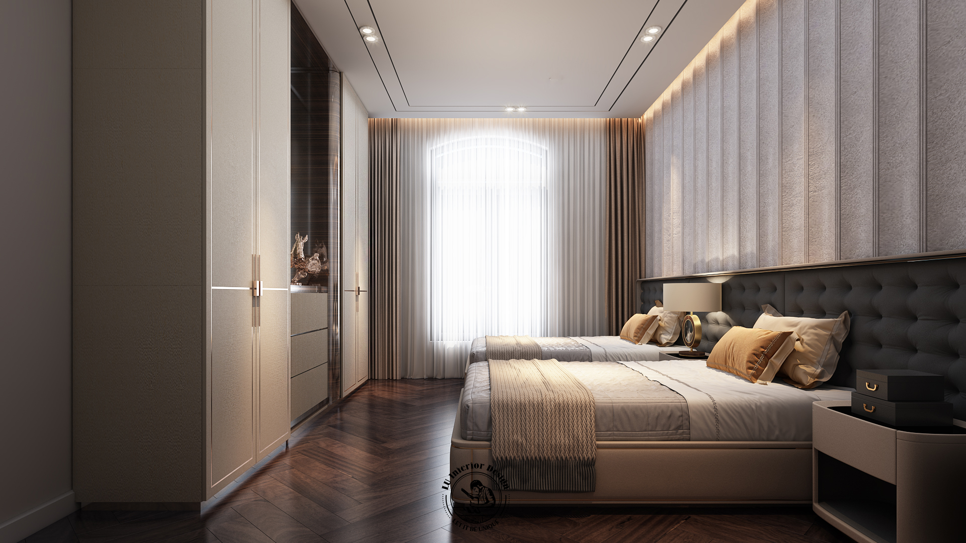 Phòng ngủ khách của dự án Villa Victoria | LU Design thực hiện.