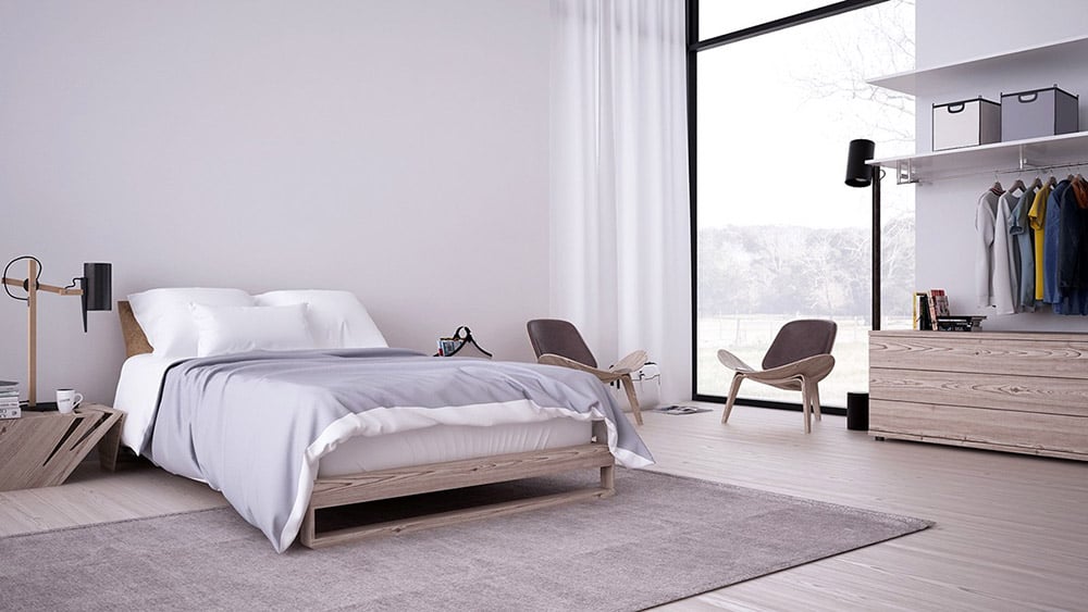 Gam màu trung tính: trắng, nâu ấm, be được sử dụng trong thiết kế phòng ngủ tối giản | Nguồn Internet