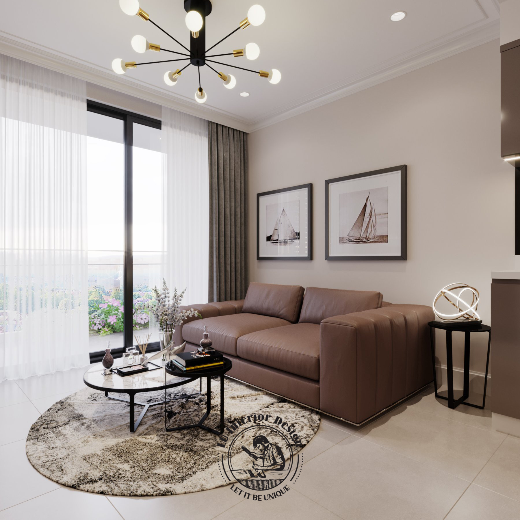 Trang trí phòng khách giúp chung cư nhỏ “ hack diện tích” | LU Design thực hiện.