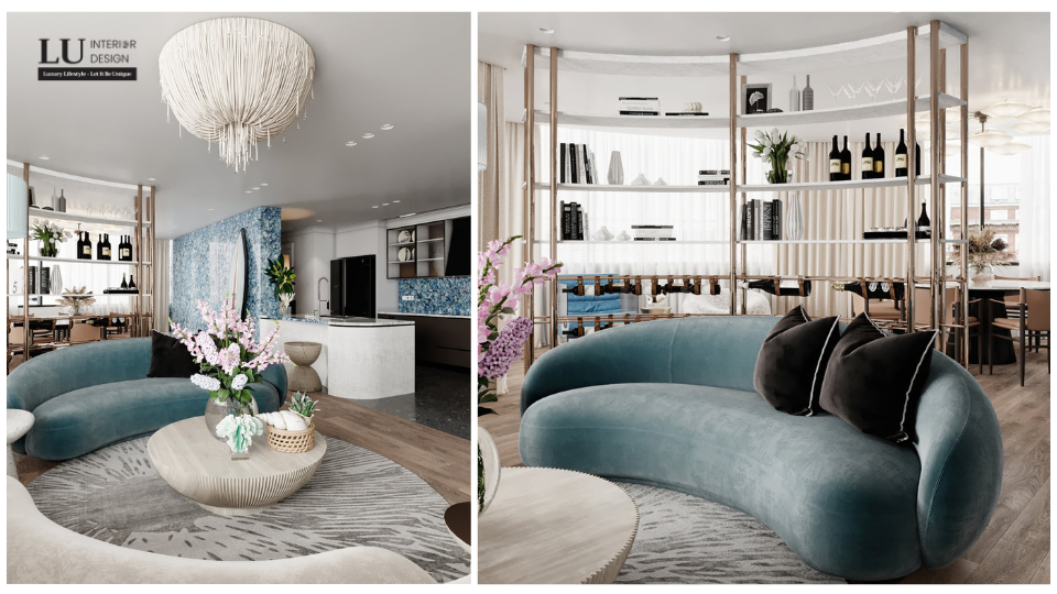 Không gian mở hài hòa giữa phòng khách, phòng ăn và bếp | Hình ảnh: Dự án Penthouse Vũng Tàu - LU Design 