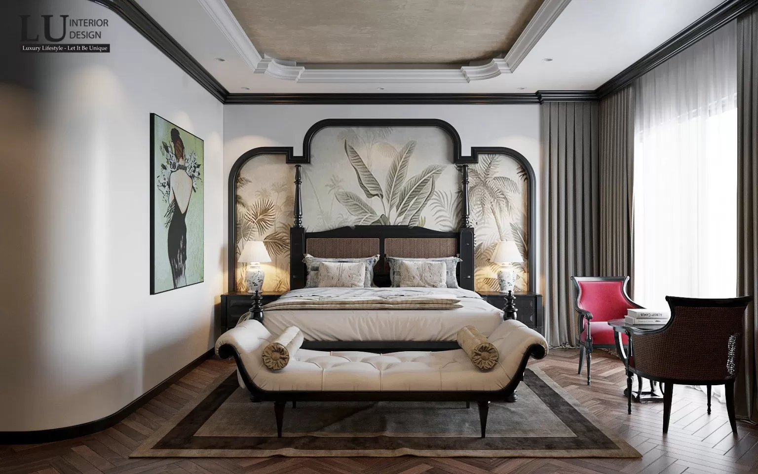 Thiết kế nội thất phòng ngủ phong cách Indochine | Dự án Feliz En Vista