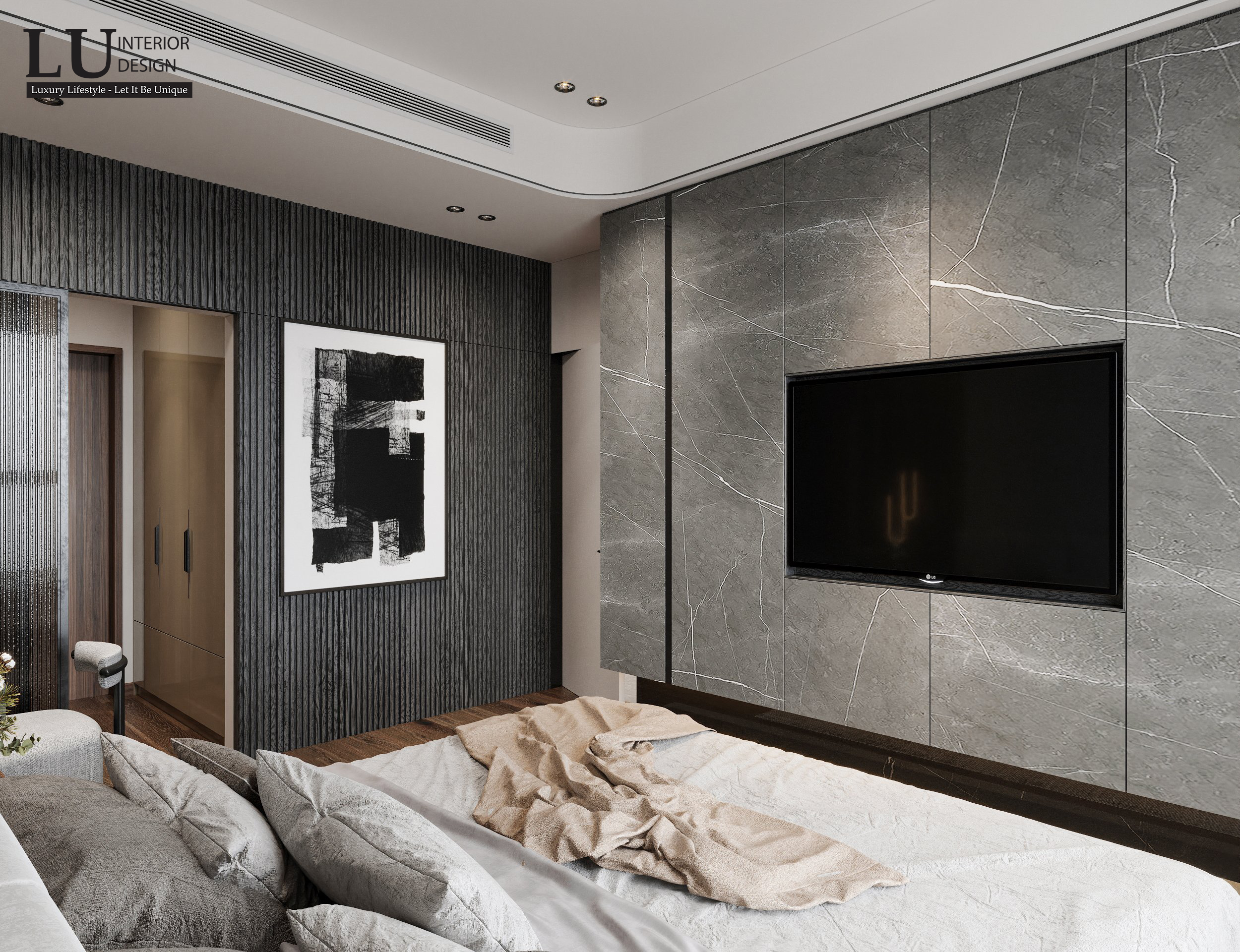 Thiết kế phòng ngủ tối giản nhưng vẫn đảm bảo đầy đủ tiện nghi và sang trọng.