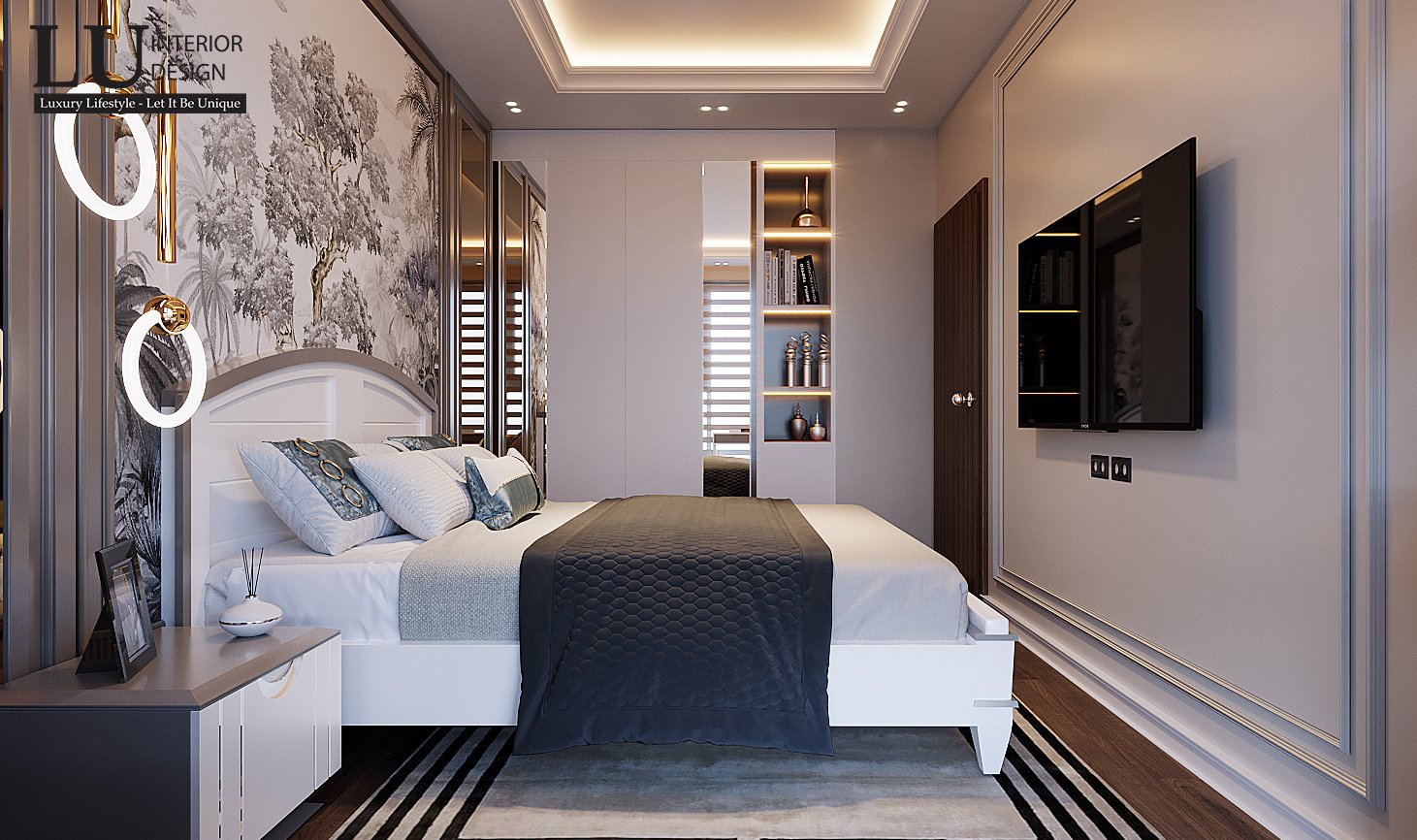  Không gian phòng ngủ nhỏ mang vẻ đẹp sang trọng, gọn gàng và đầy đủ tiện nghi.