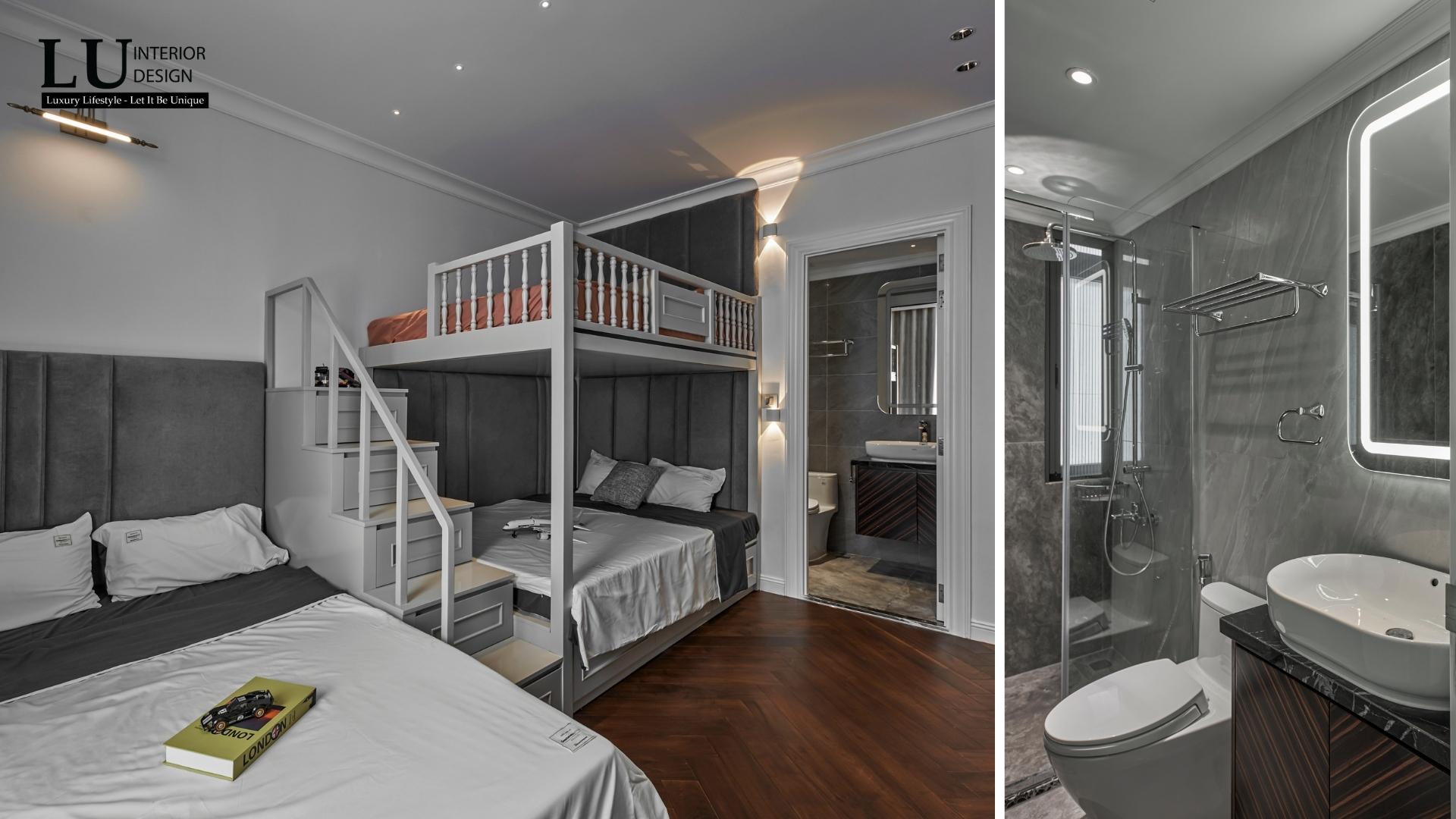 Phòng ngủ tích hợp giường tầng cho các giai nhân trong nhà | Dự án Victoria Village - LU Design.