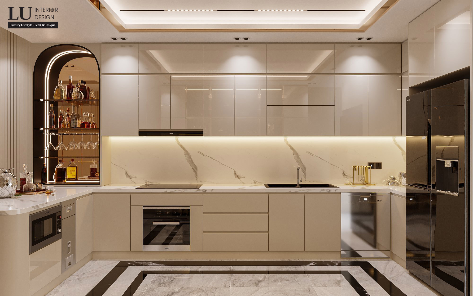 Tủ bếp trắng luôn mang lại cho không gian bếp vẻ đẹp hiện đại và cao cấp | Nhà phố Tân phú - LU Design.