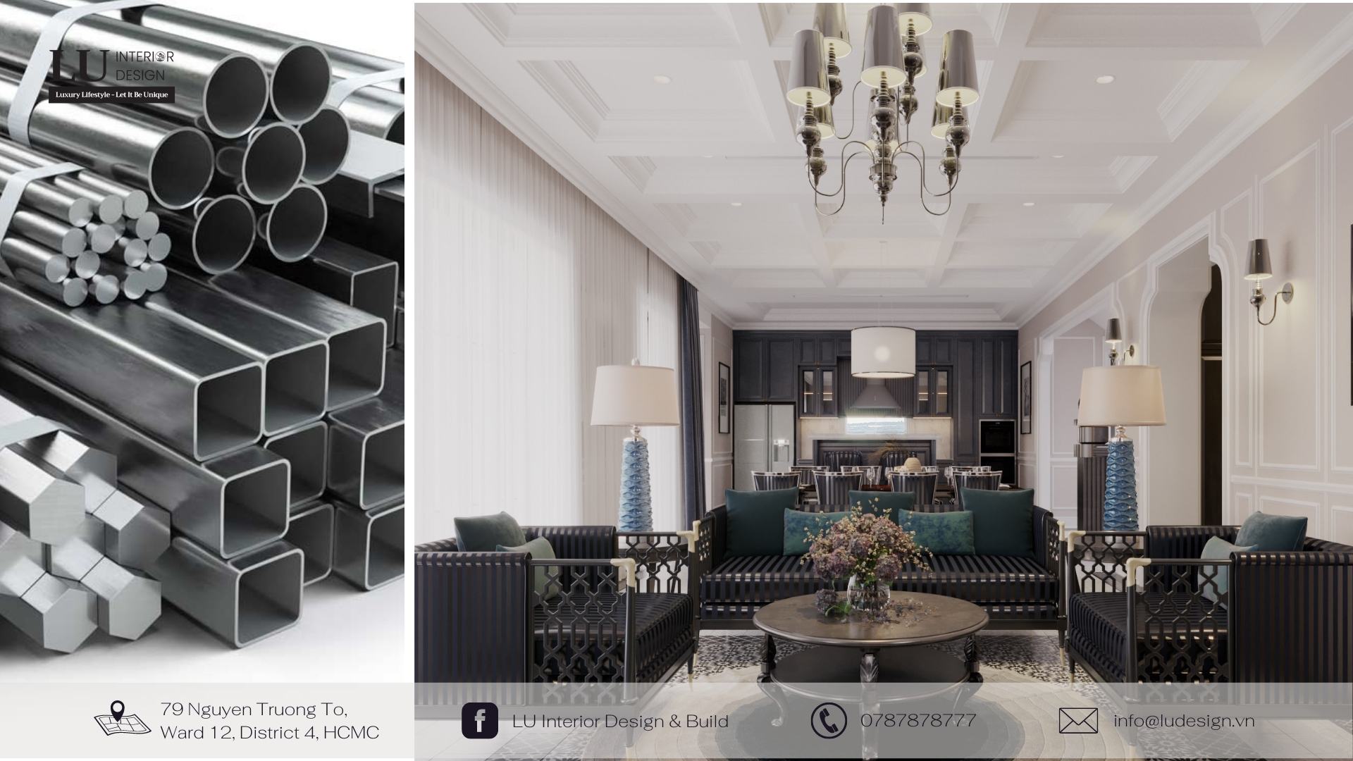 Vật liệu kim loại trong thiết kế nội thất | Dự án biệt thự Swan Bay - LU Design thực hiện. 