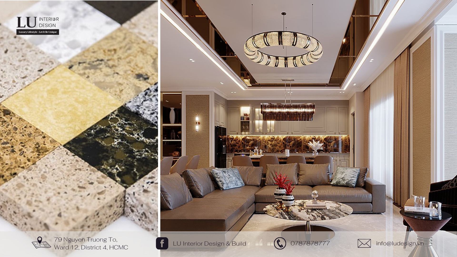 Vật liệu đá trong thiết kế nội thất | Dự án căn hộ Saigon Royal - LU Design thực hiện.