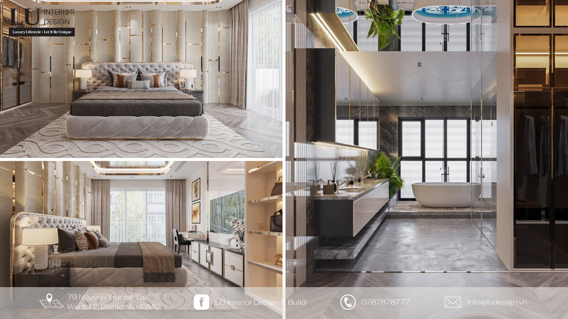 Thiết kế nội thất phòng ngủ Modern Classic thư giản - tiện nghi | Dự án nhà phố Tân Phú - LU Design thực hiện.