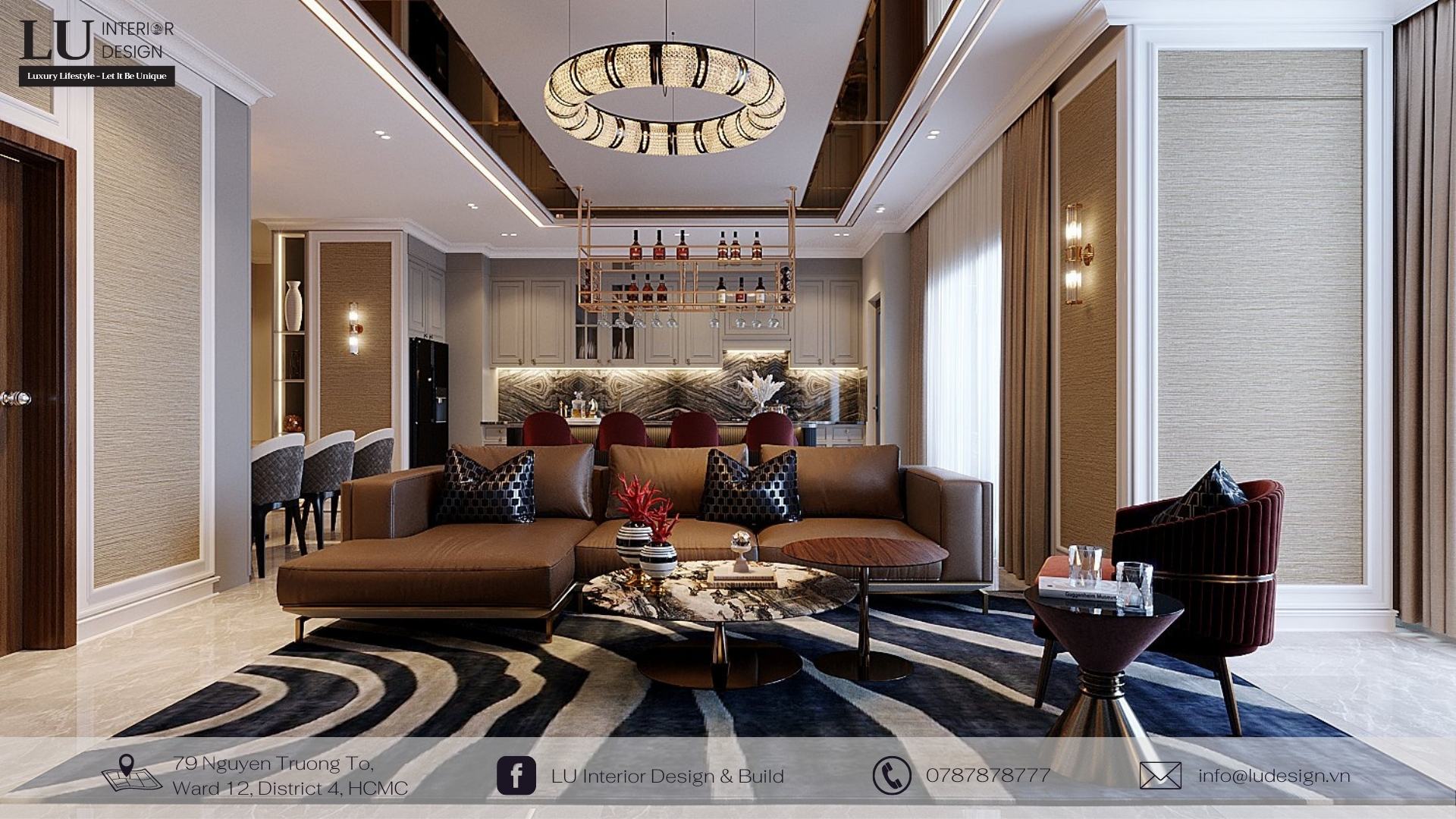 Khái niệm về nội thất hình học | Dự án căn hộ Saigon Royal - LU Design thực hiện. 