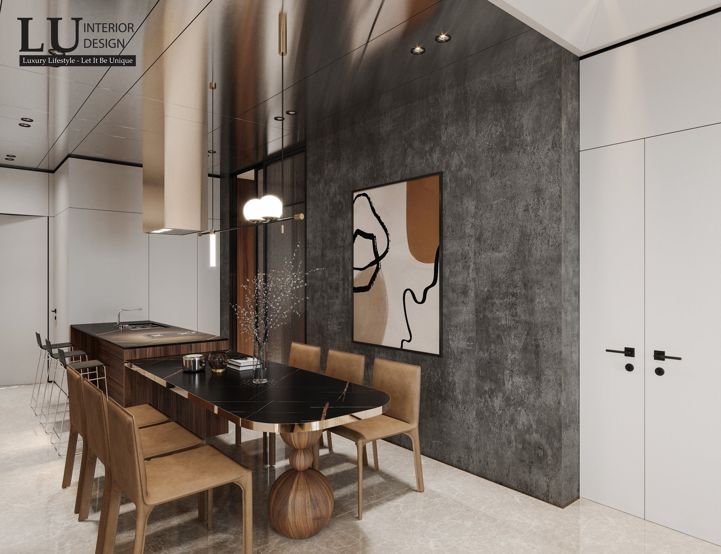 Mẫu thiết kế phòng ăn và bếp theo phong cách hiện đại | Dự án The Marq Apartment.