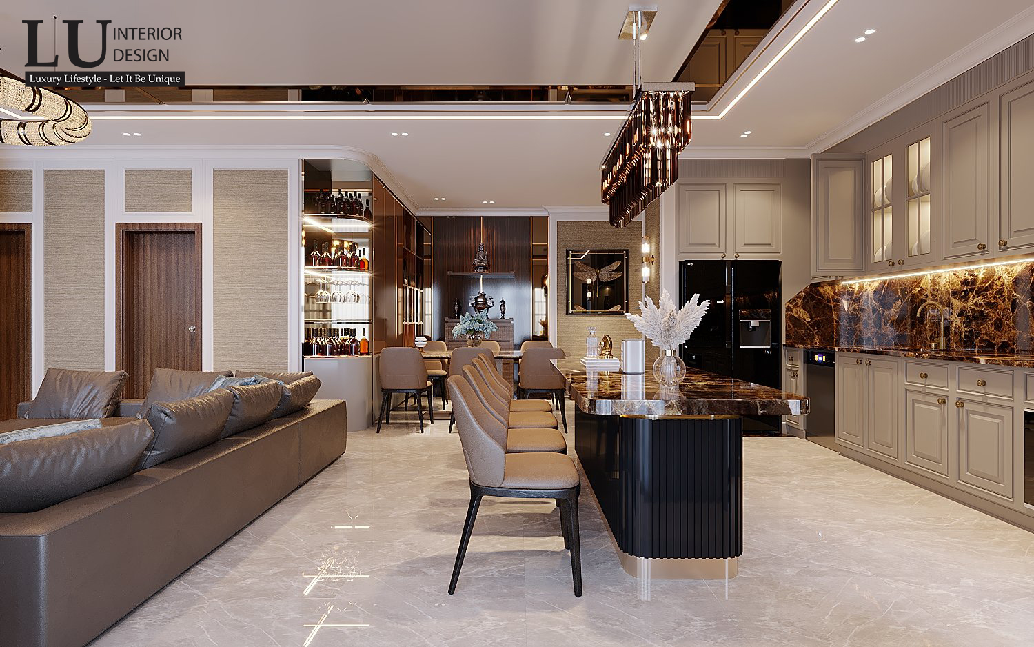Đồ nội thất được lựa chọn “vừa vặn” với không gian bếp | Dự án Saigon Royal - LU Design.