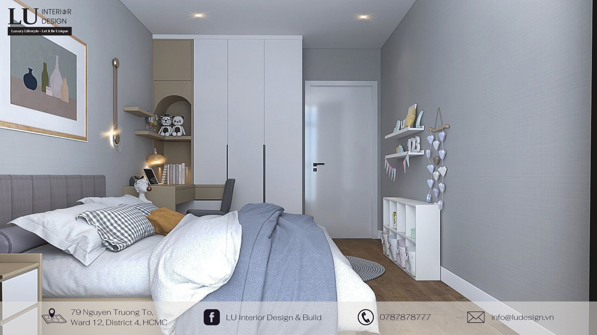 Tone màu trung tính được áp dụng cho các phòng ngủ tạo tính đồng bộ | Dự án căn hộ Petro Landmark - LU Design thực hiện.