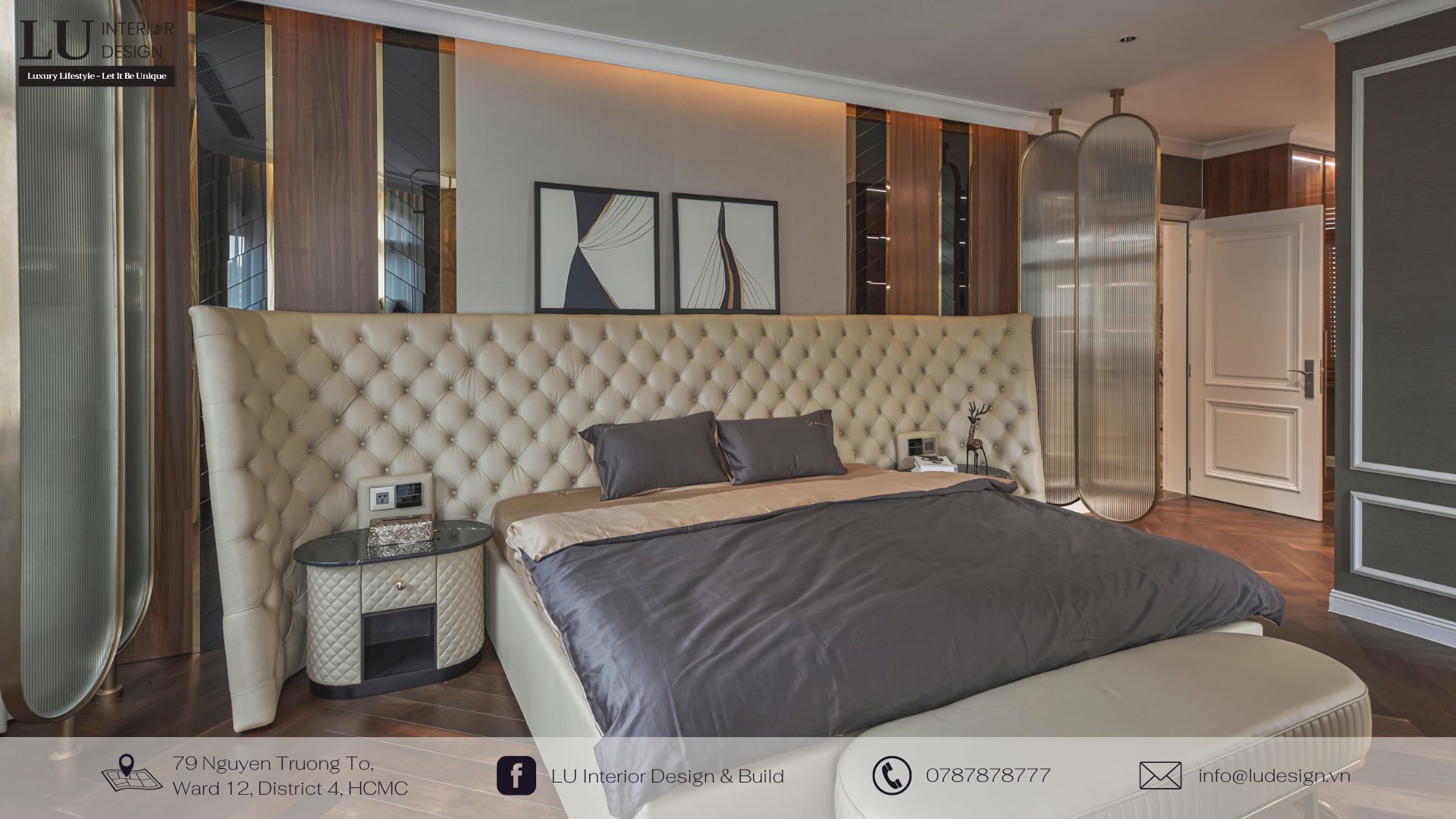 Phòng ngủ được thiết kế nội thất từ các vật liệu tốt và an toàn | Dự án biệt thự Victoria - LU Design thực hiện.