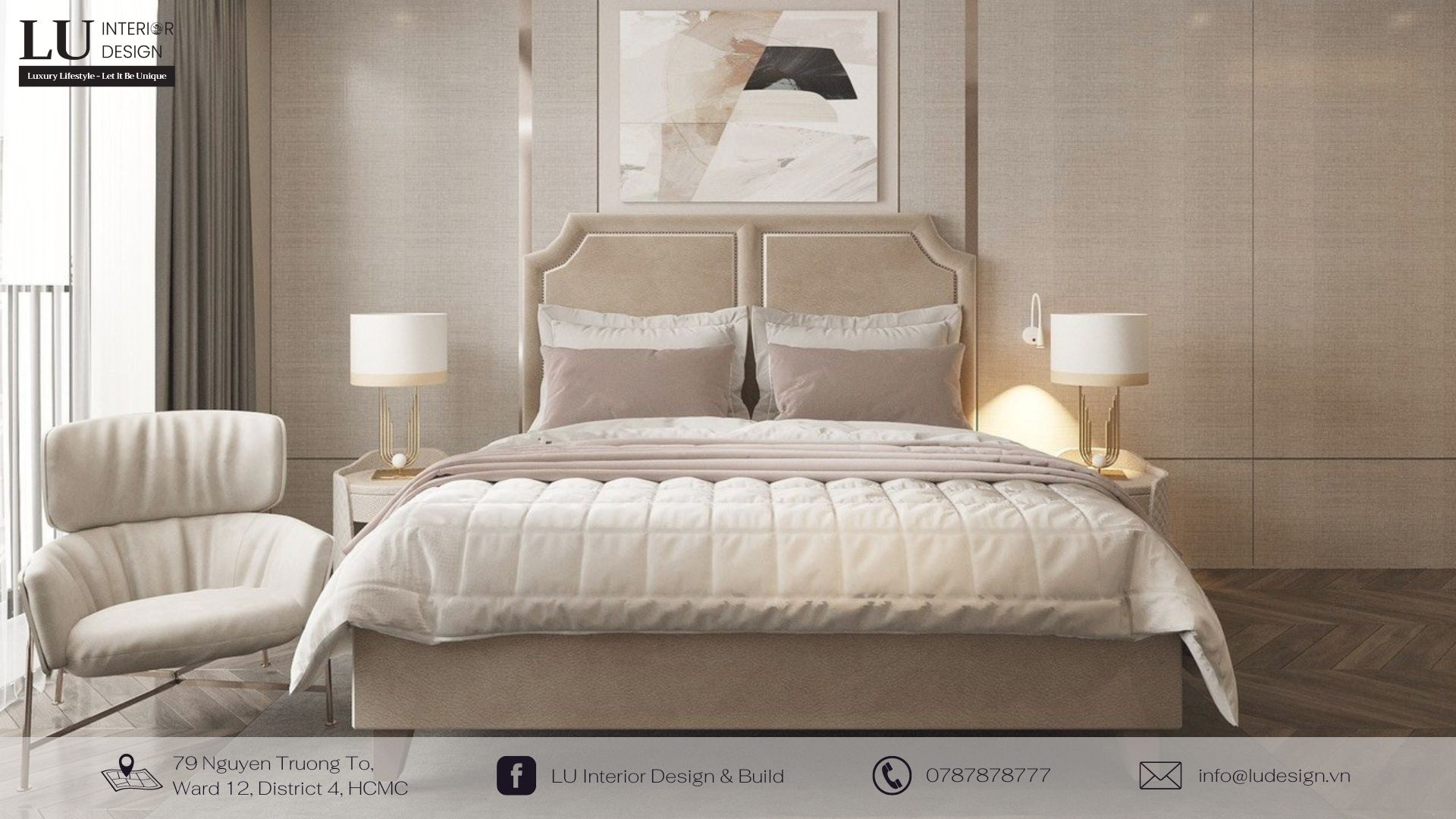 Thiết kế nội thất căn hộ 3 phòng ngủ được sử dụng một phong cách | Dự án căn hộ Petro Landmark - LU Design thực hiện.