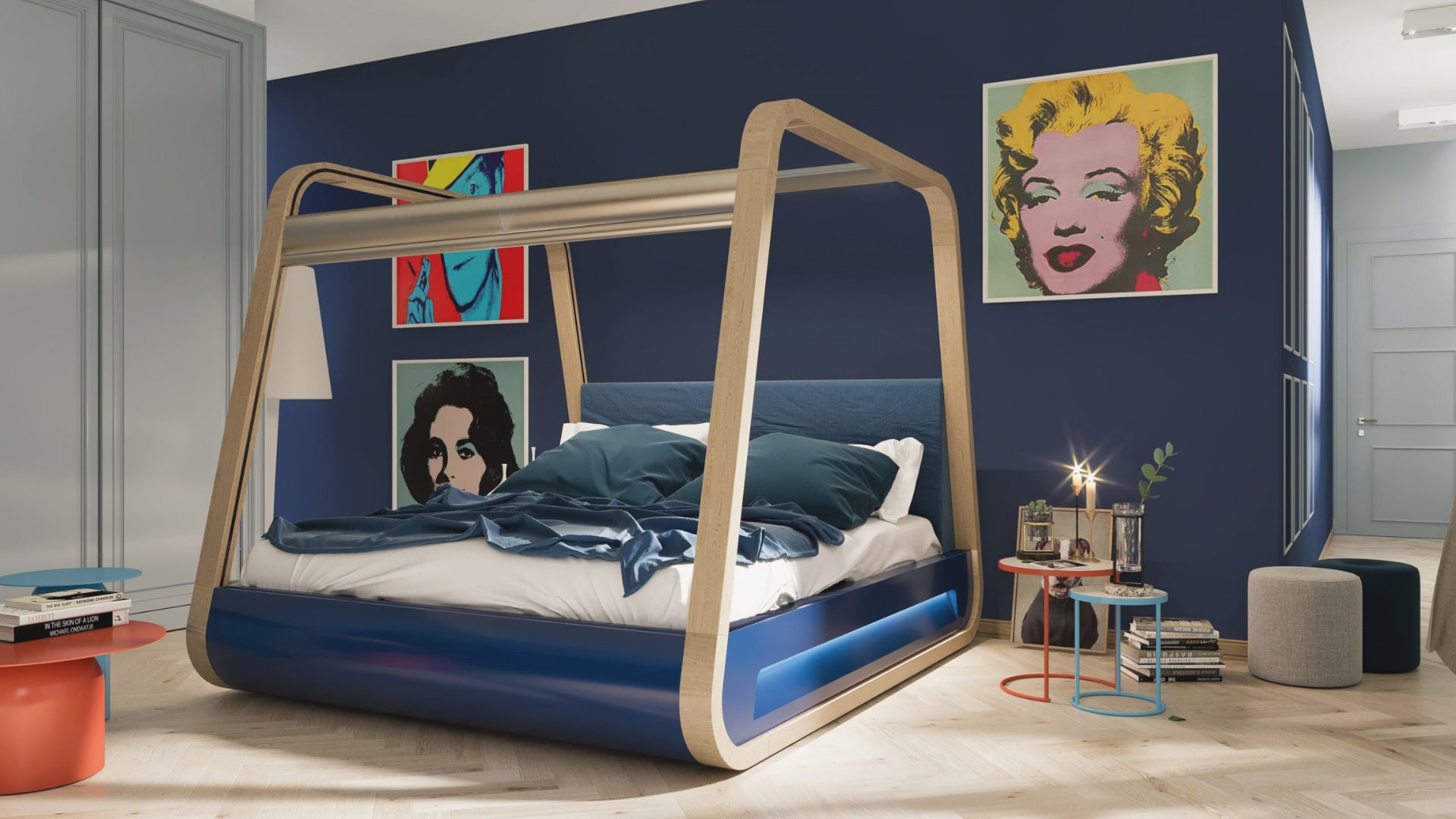 Phòng ngủ được sử dụng màu sắc đơn giản theo phong cách Hitech | Nguồn: Hi Interior.