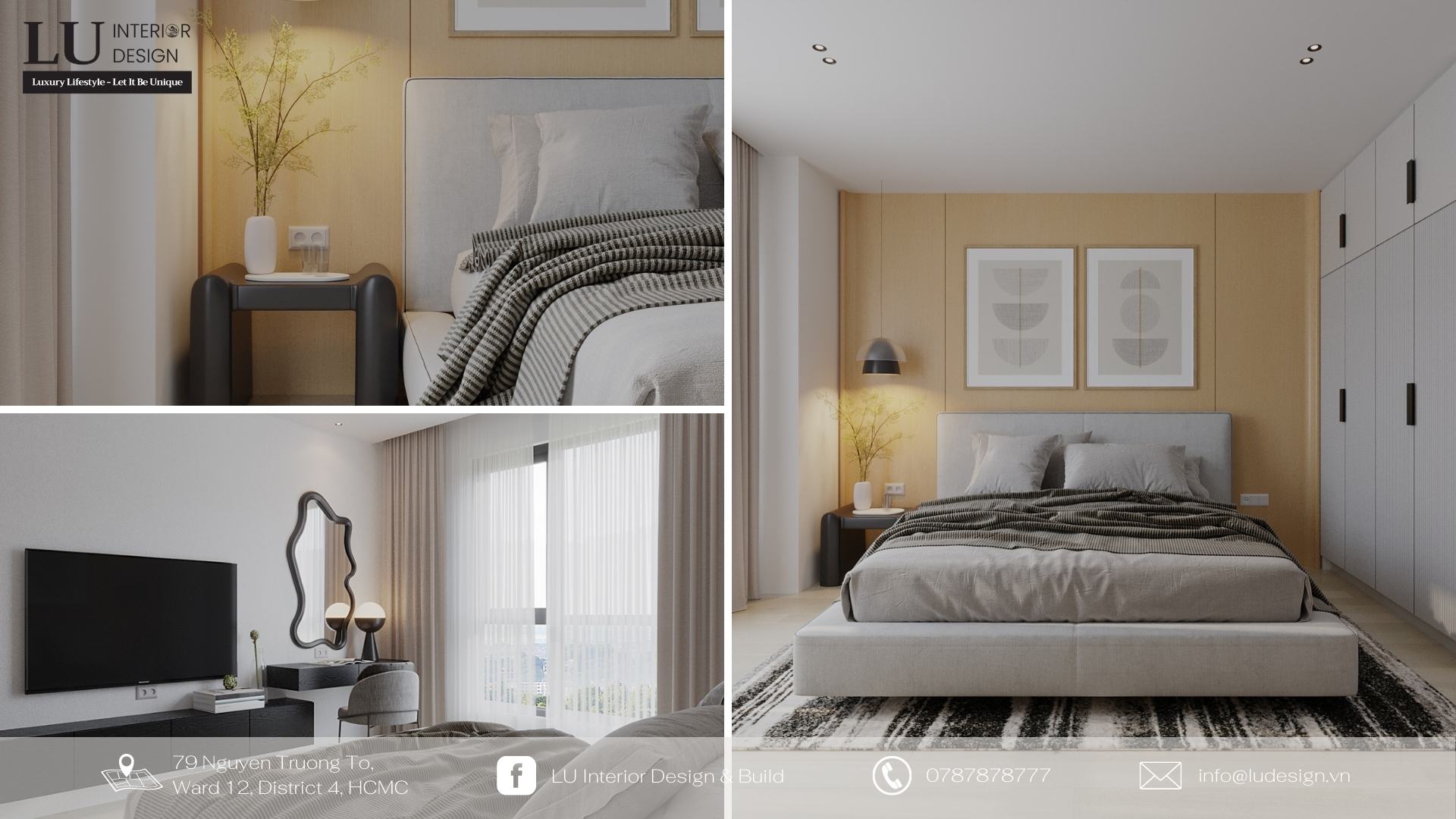 Ánh sáng như phần trang trí trong thiết kế nội thất phòng ngủ tối giản  | Dự án Ascentia - LU Design.